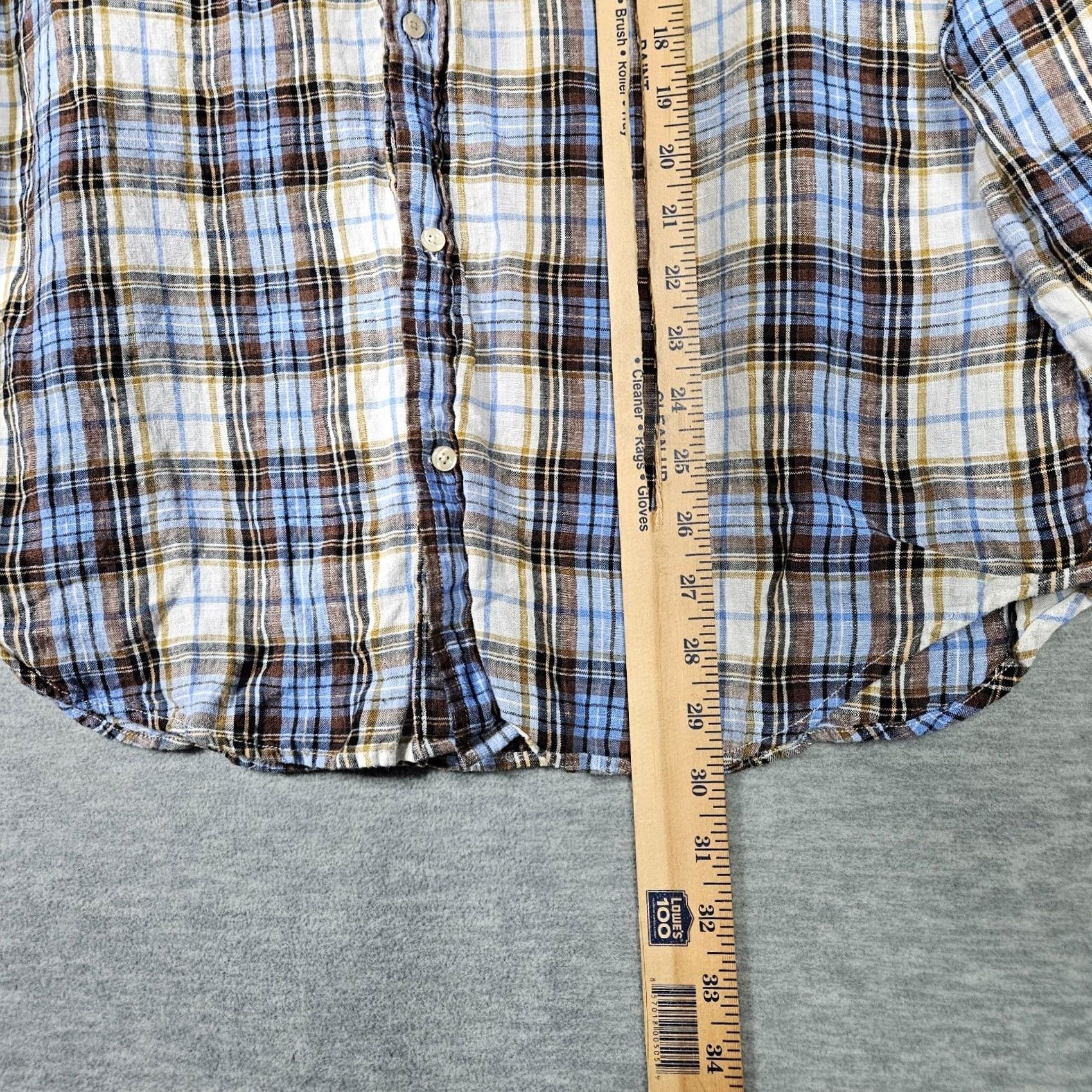 Vince Vince Shirt Button-Up Long Sleeve Plaid Multicolor Linen 100% Size L Mens Regular Modern Colorful Dress Casual Size US L / EU 52-54 / 3 - 3 Thumbnail