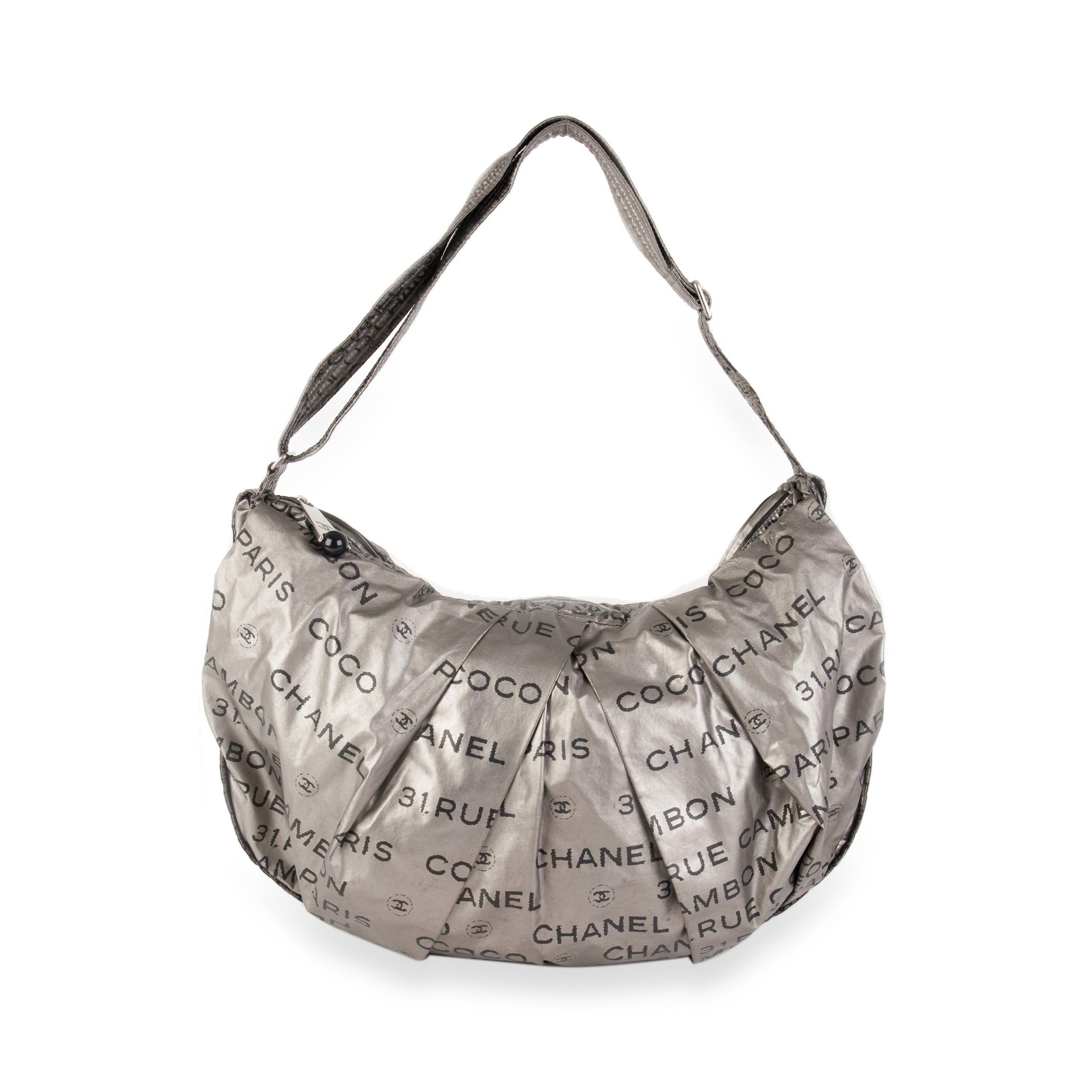 image of Chanel Silver Coated Nylon Unlimited Ligne Hobo Bag, Women's