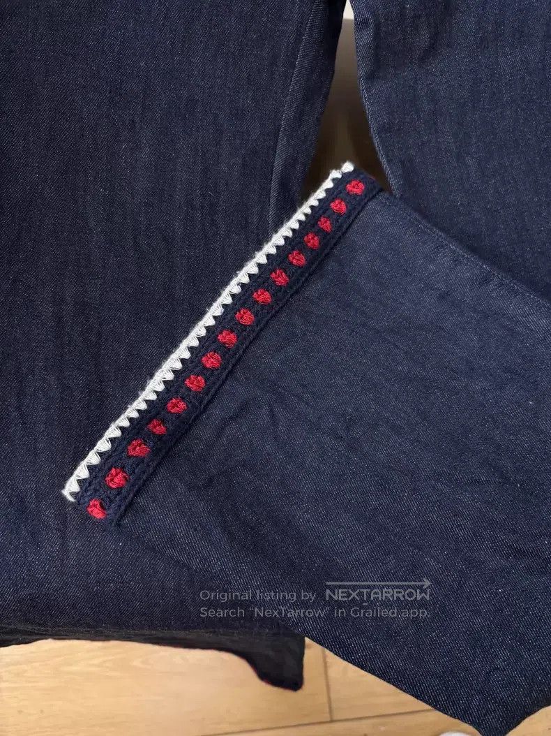 Gucci Gucci Dark blue red and white knitted denim flared trouser Size 22" - 5 Thumbnail