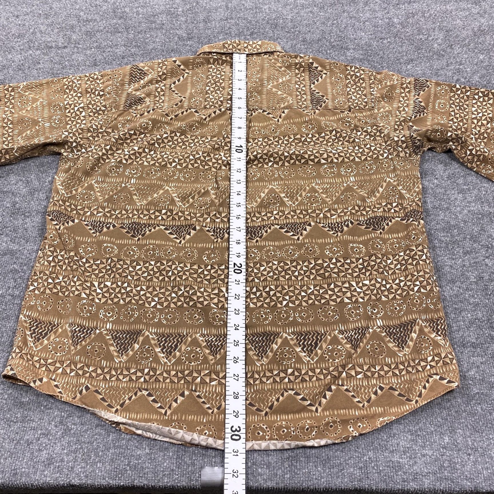 Roundtree & Yorke Roundtree & Yorke Shirt Mens XL Brown Geometric Short Sleeve Button Up Aztec Size US XL / EU 56 / 4 - 6 Thumbnail
