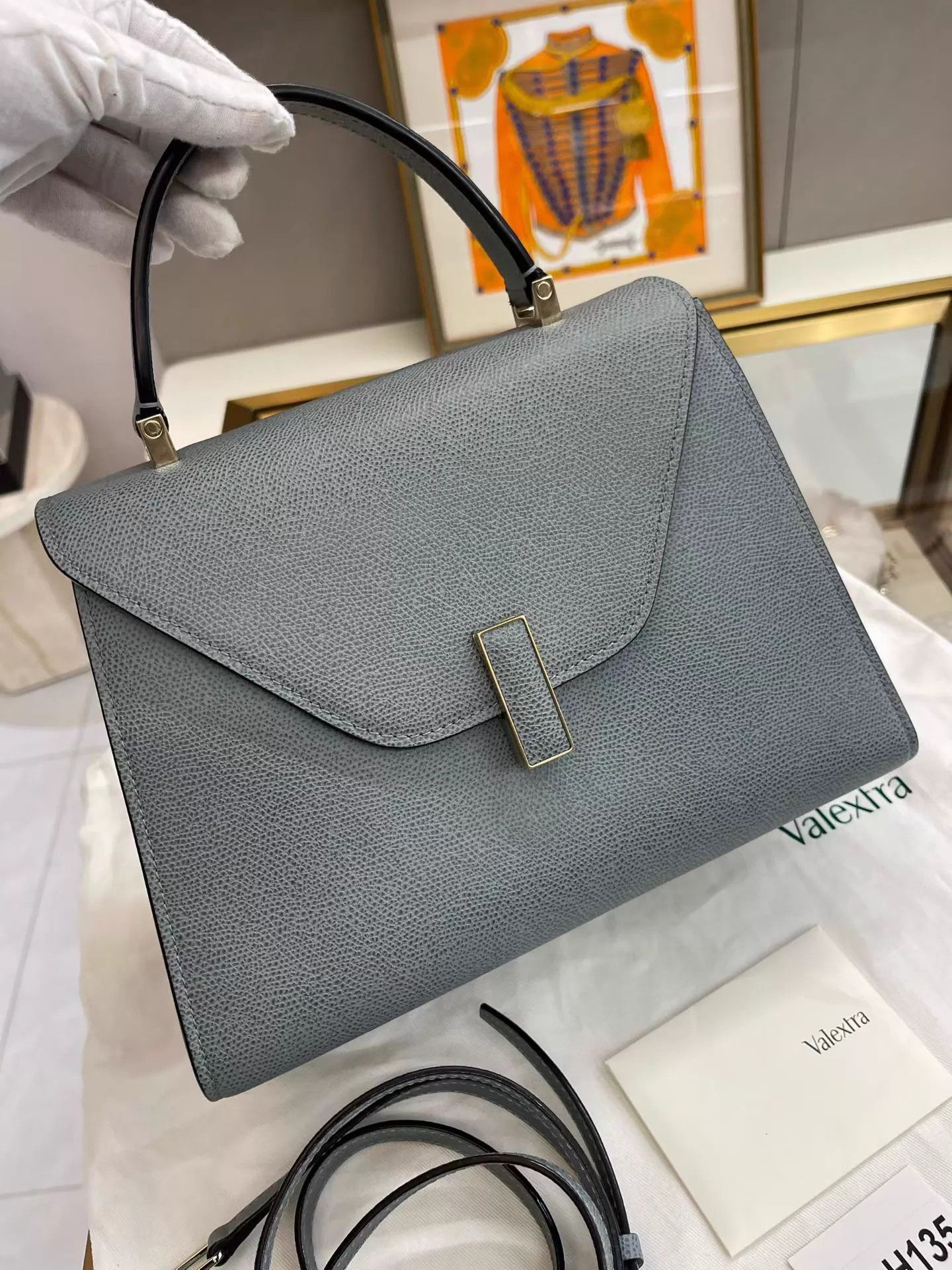 Valextra Valextra lside26 haze blue top/shoulder bag mint 26*18*12 Size ONE SIZE - 2 Thumbnail
