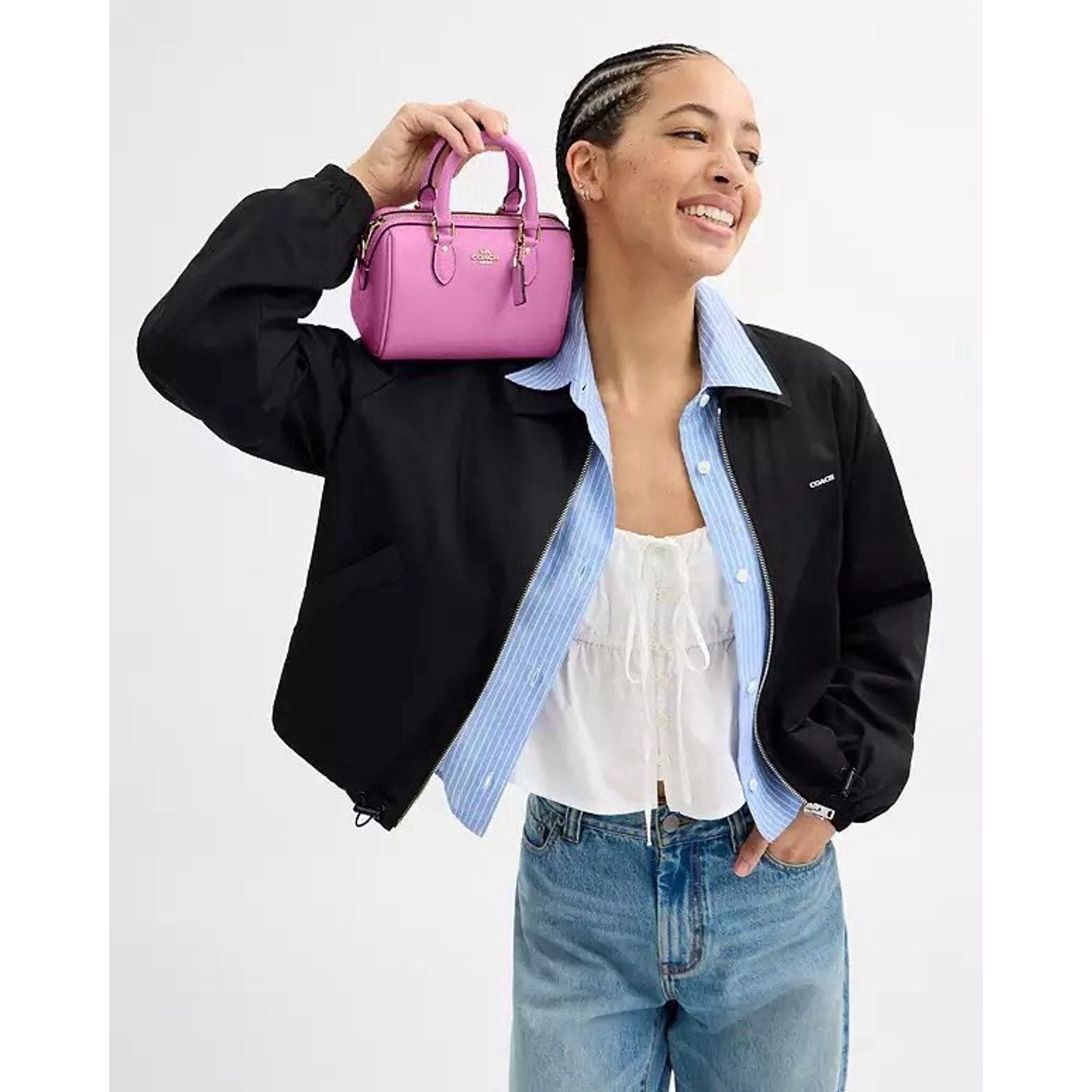 Coach NWT Coach Mini Rowan Crossbody Bag Leather CV404 IM/fuchsia Size ONE SIZE - 15 Thumbnail