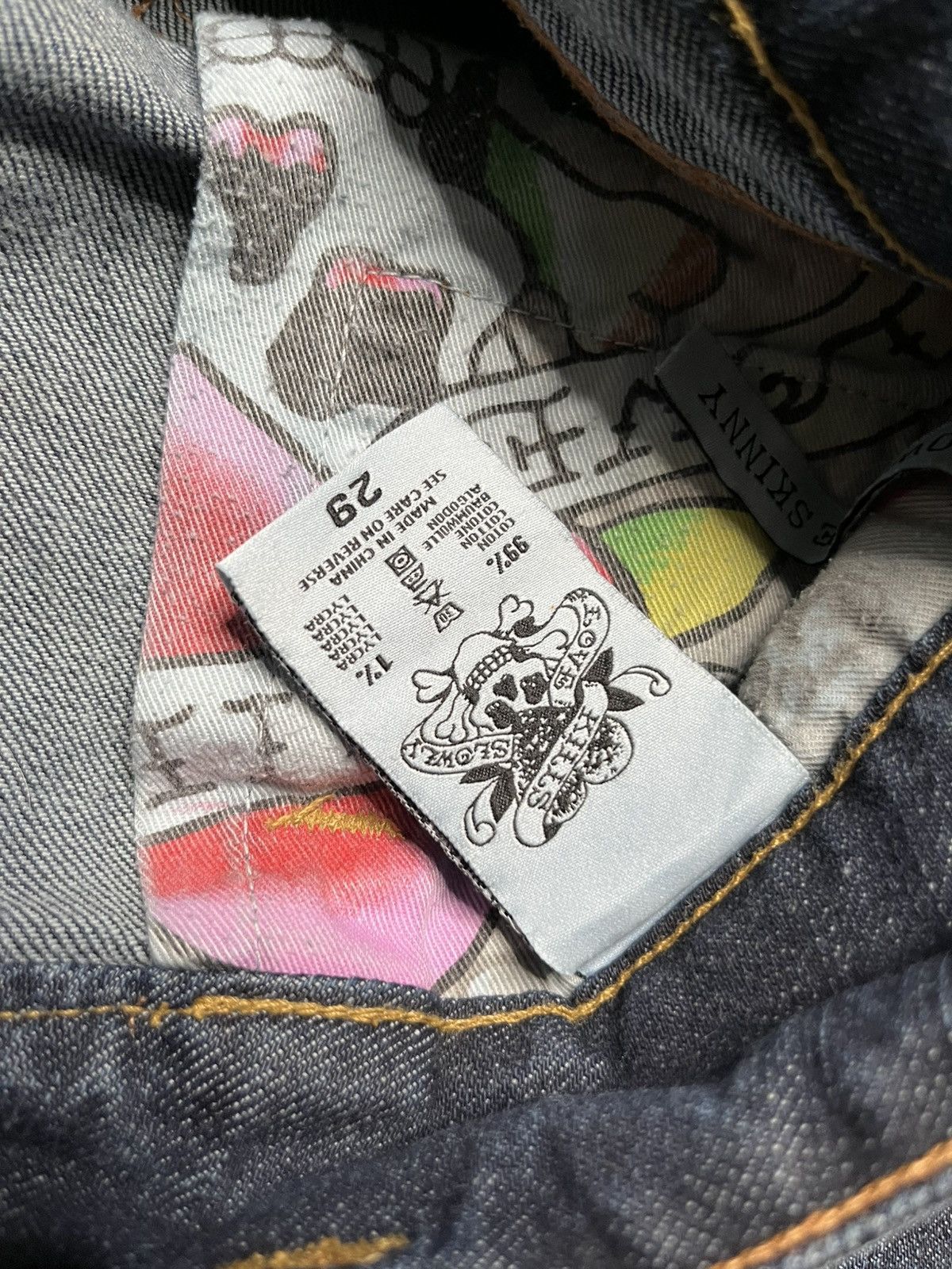 Ed Hardy Vintage Dark Blue Skinny Jeans Trousers Ed Hardy Sequins Size 28" / US 6 / IT 42 - 7 Thumbnail