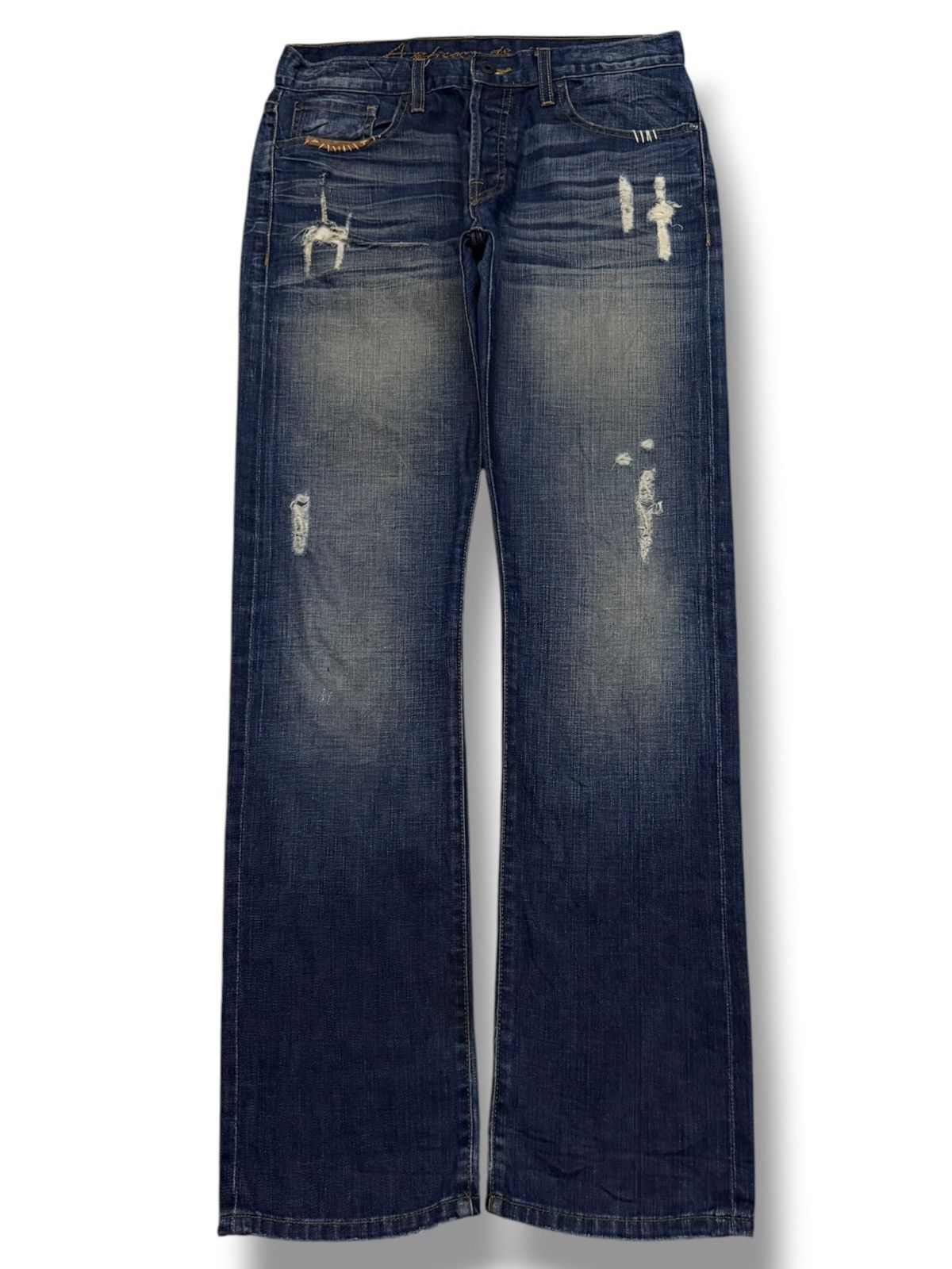 Japanese Brand Vintage Y2K Artisan De Luxe Destroy Blue | Slim Straight W32 Size US 32 / EU 48 - 2 Thumbnail