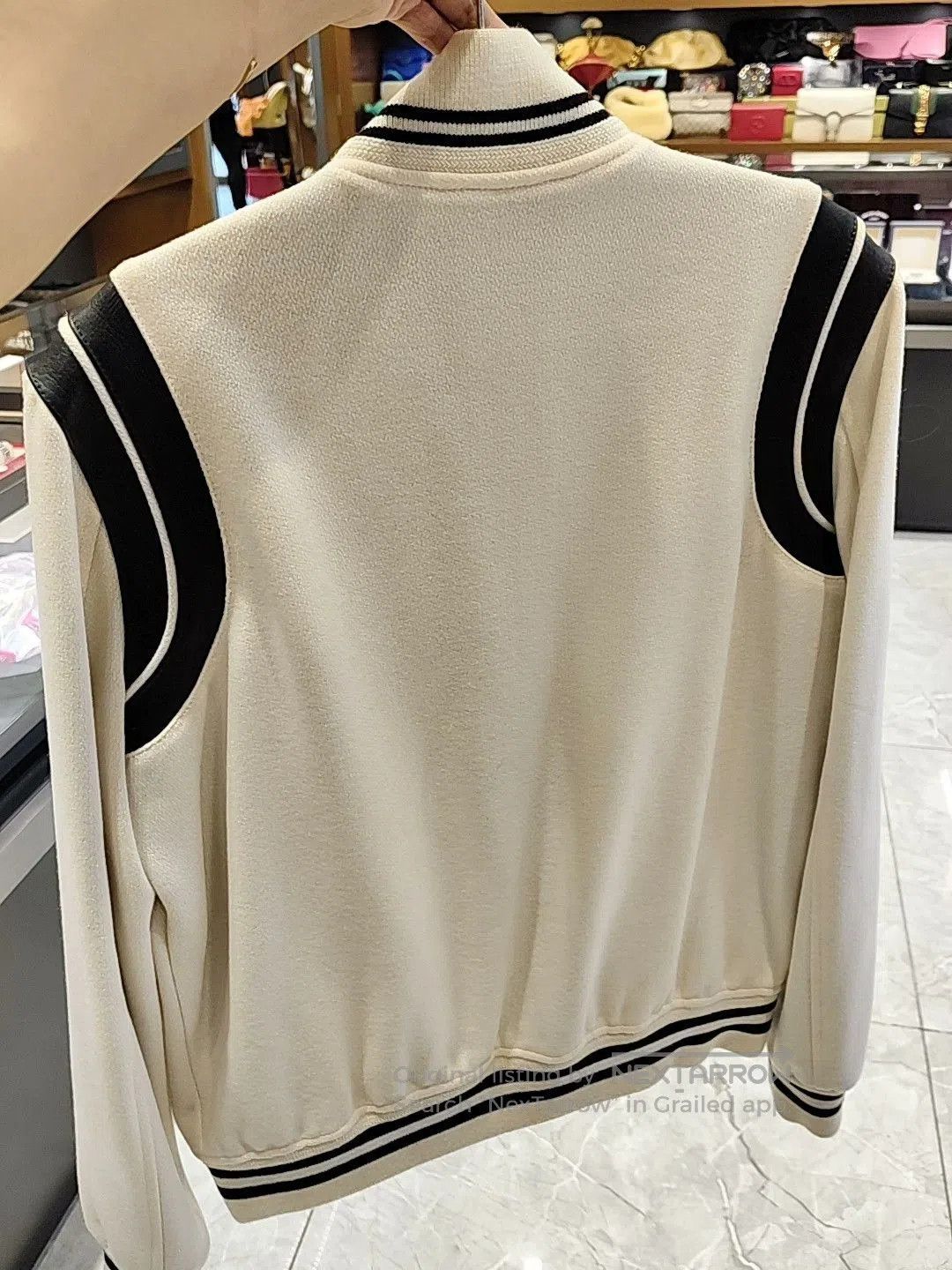 Saint Laurent Paris Saint Laurent Cream Black Baseball Jacket. Size US M / EU 48-50 / 2 - 2 Thumbnail