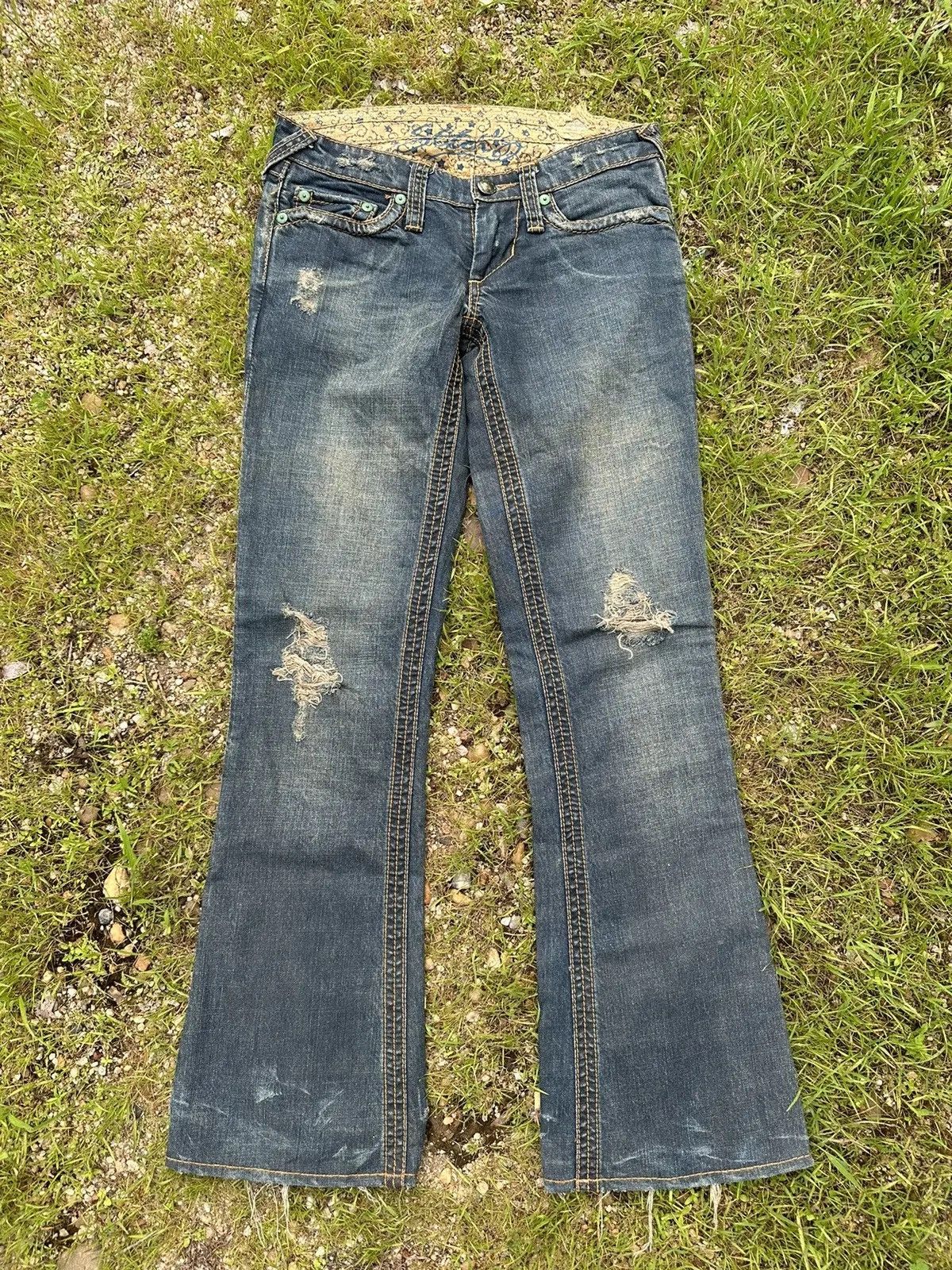 Cherokee CHEKORE JAPANESE BRAND DENIM RIPPED FLARED JEANS PANTS Size US 29 - 1 Thumbnail