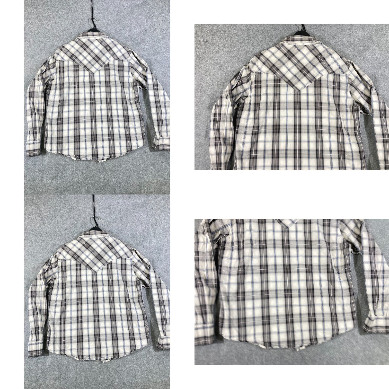 Wrangler Wrangler Pearl Snap Western Shirt Mens M Gray White Plaid Long Sleeve Casual Size US M / EU 48-50 / 2 - 8 Thumbnail