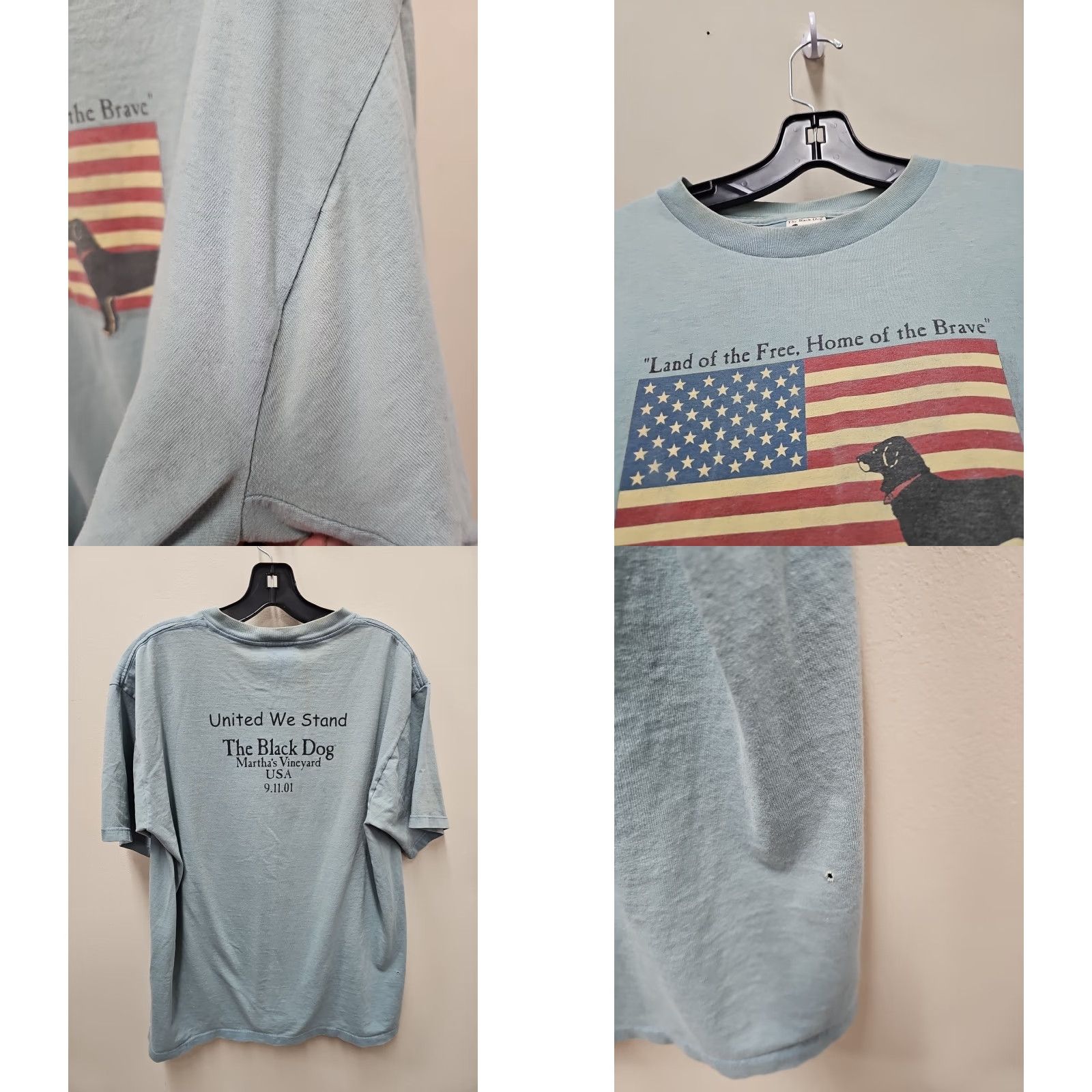Vintage Martha's Vineyard Vintage The Black Dog September 11 9/11 Shirt Size Large Crew Neck Cotton T-Shirt Men Green Graphic Print 90s Distressed Size US L / EU 52-54 / 3 - 8 Thumbnail