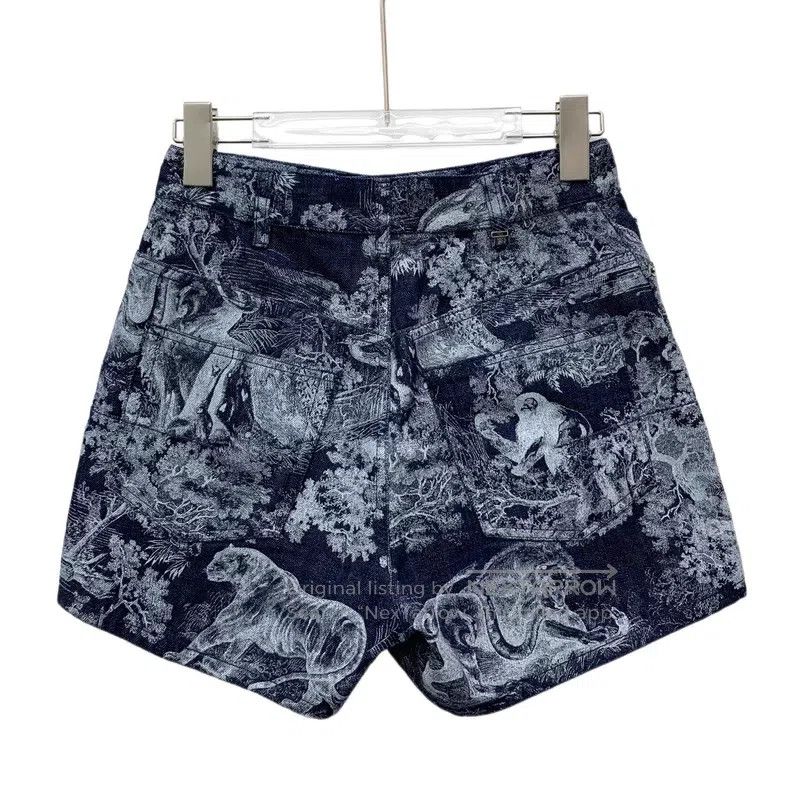 Dior Dior Blue Jungle Animal Printed Cotton Casual Denim Shorts Size 42" / US 20 - 2 Thumbnail