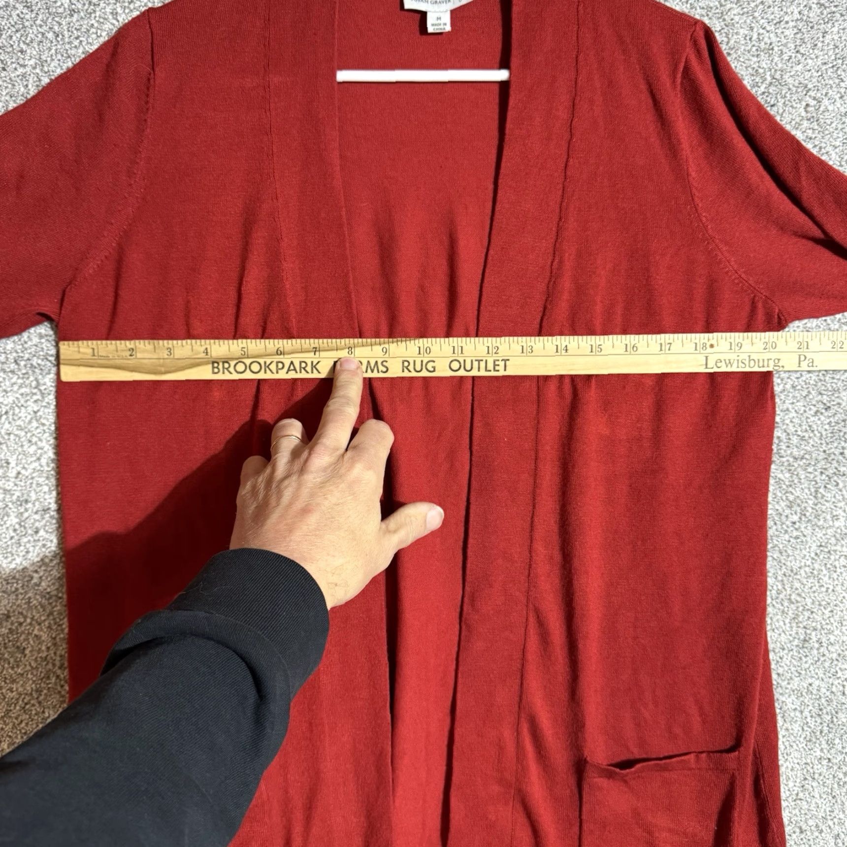 Vintage Susan Graver Cardigan Sweater Womens Medium Office Open Front Lagenlook Coastal Red Lightweight Knit Pocket Pockets Size M / US 6-8 / IT 42-44 - 6 Thumbnail