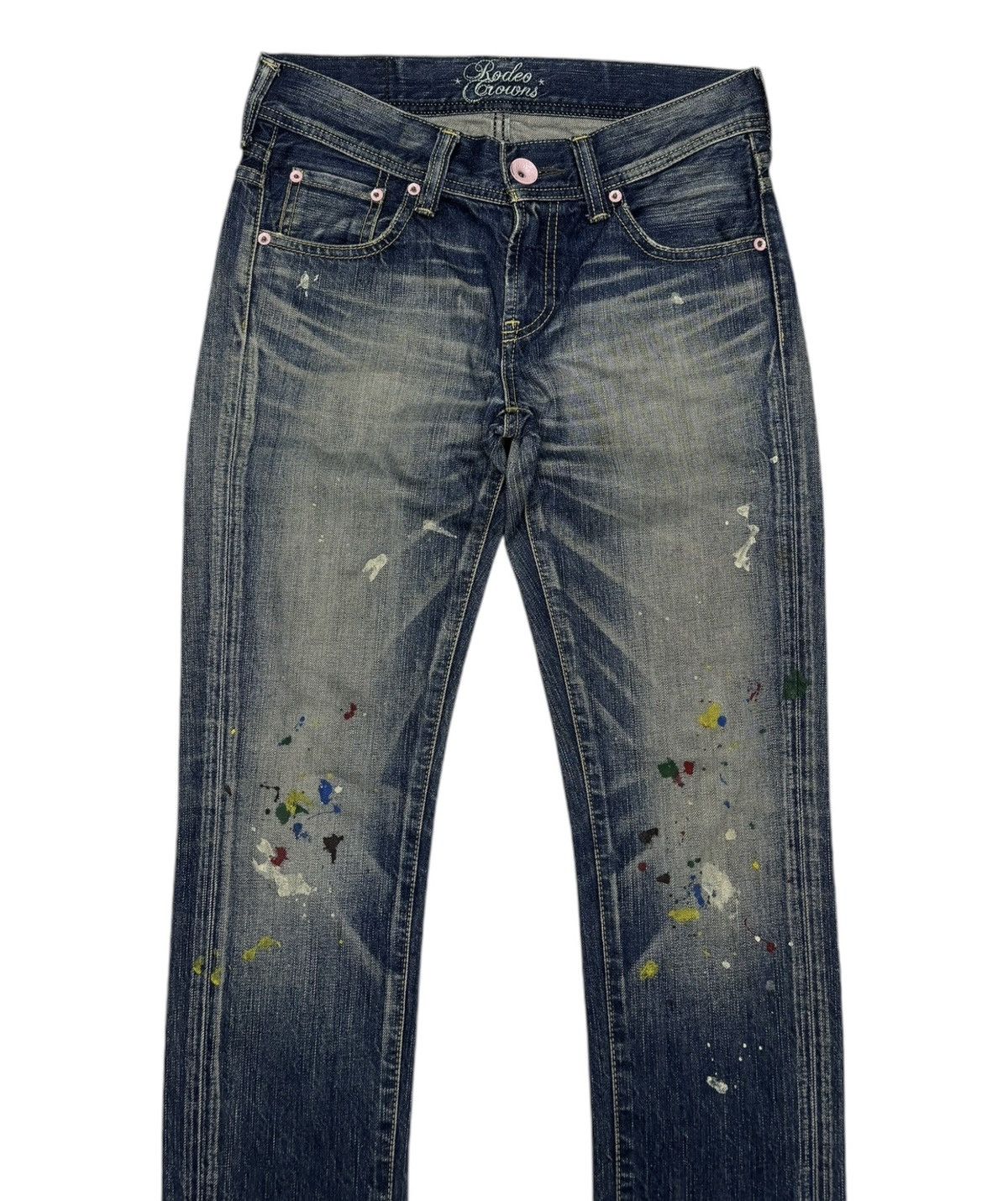 Japanese Brand DISTRESSED DENIM PAINTER RODEO CROWNS JEANS Size 29" - 5 Thumbnail