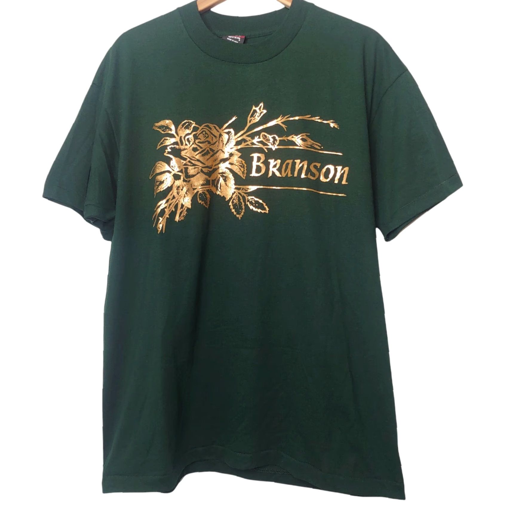 Fruit Of The Loom VINTAGE Branson Missouri Shirt XL Hunter Green Gold Foil Rose Single Stitch T Shirt Men Cotton/Polyester Brand Fruit of the Loom Made in USA Size US XL / EU 56 / 4 - 2 Thumbnail