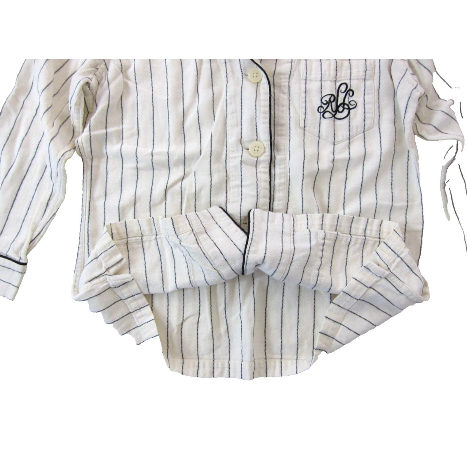 Ralph Lauren VINTAGE Ralph Lauren Green Label Cotton Black Ivory Stripe Collared Pajama Shirt M Size M / US 6-8 / IT 42-44 - 5 Thumbnail