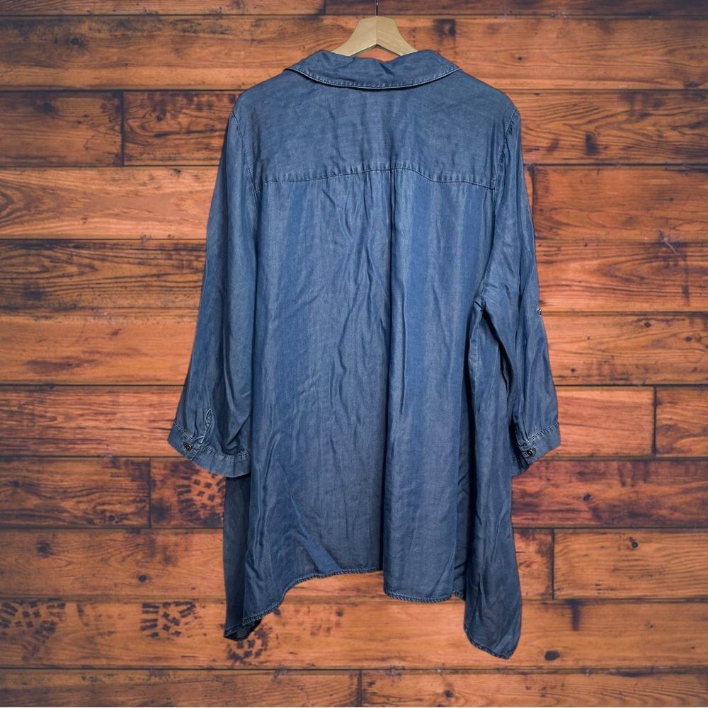 Other Khakis & Co. Denim Asymmetrical Long Sleeve Tunic 3X Size 4XL / US 24-26 - 2 Thumbnail