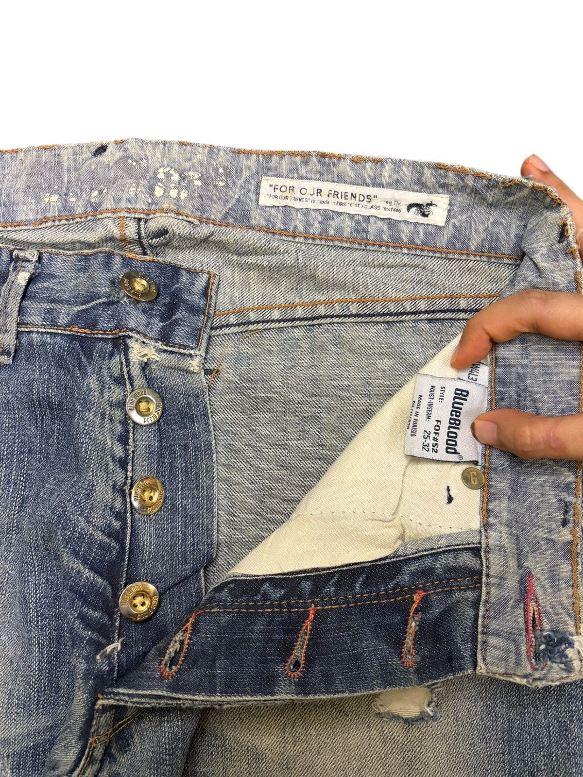Blue Blood Vintage Blue Blood Mud Wash Distressed Flare Jeans Size US 29 - 5 Thumbnail