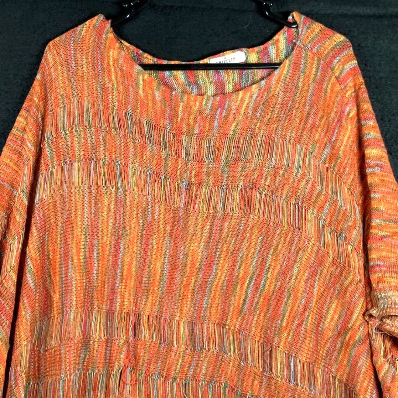 Griffin Grifflin Paris Womens Sweater Orange Multicolored Poncho Button Side XL/XXL Size XXL / US 16-18 / IT 52-54 - 2 Thumbnail