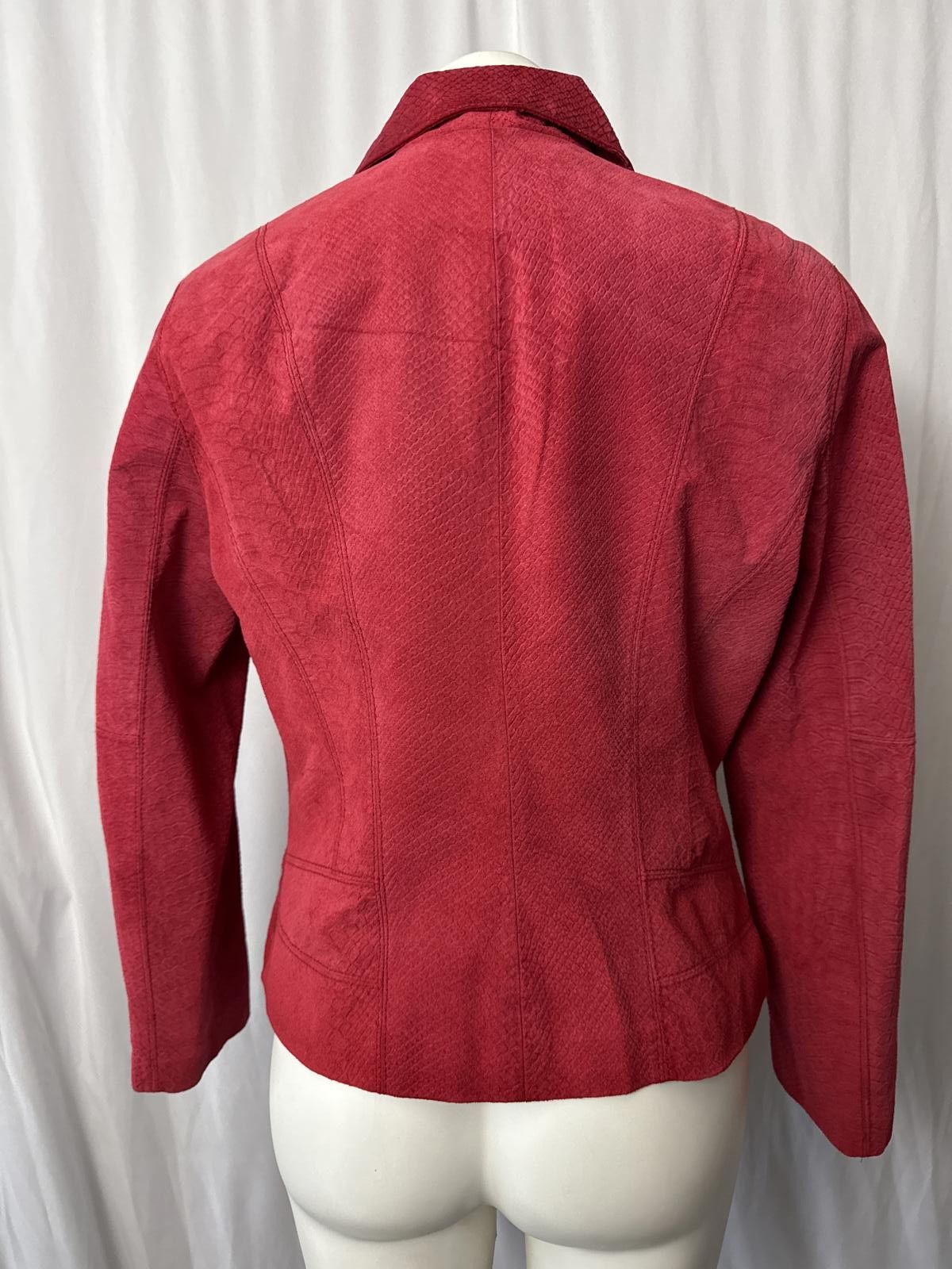 Bernhard Willhelm Bernardo - Red Leather Jacket with Texture - Petite Large Size L / US 10 / IT 46 - 4 Thumbnail