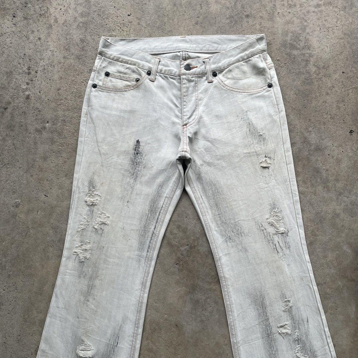 If Six Was Nine × Japanese Brand × Le Grande Bleu (L.G.B.) 291295=Homme Thrashed BOOTCUT Jeans FLARE Pants Denim W31 Size US 31 - 4 Thumbnail