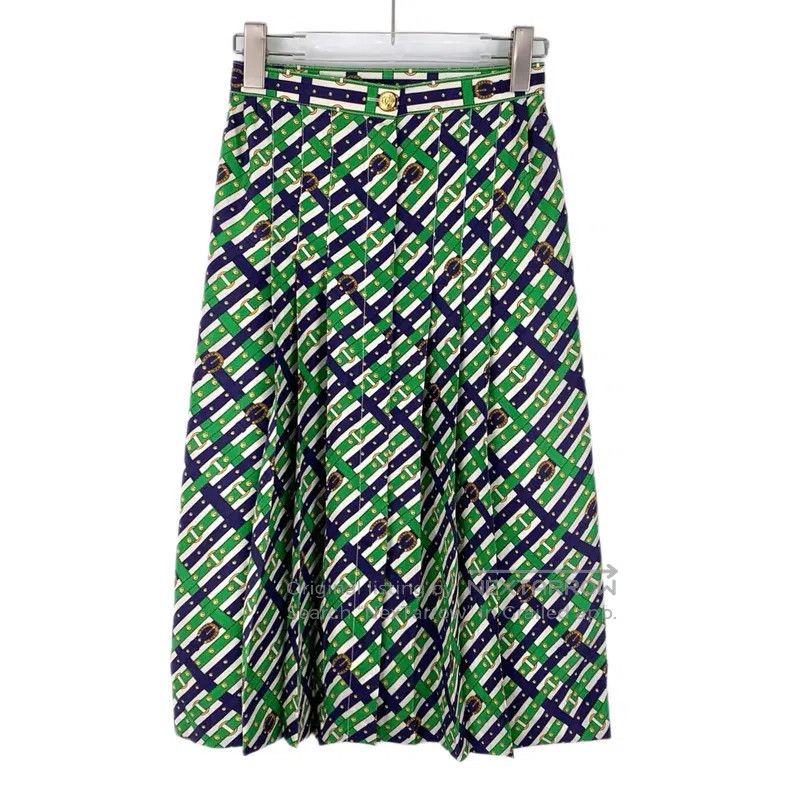 Gucci Gucci 23 green belt buckle full printed mulberry silk casu Size 24" / US 00 / IT 34 - 1 Thumbnail