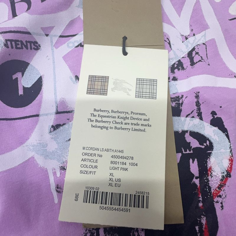 Burberry Burberry Pink Graffiti Logo Long Sleeve Sweatshirt 0079 Size US XL / EU 56 / 4 - 1 Thumbnail