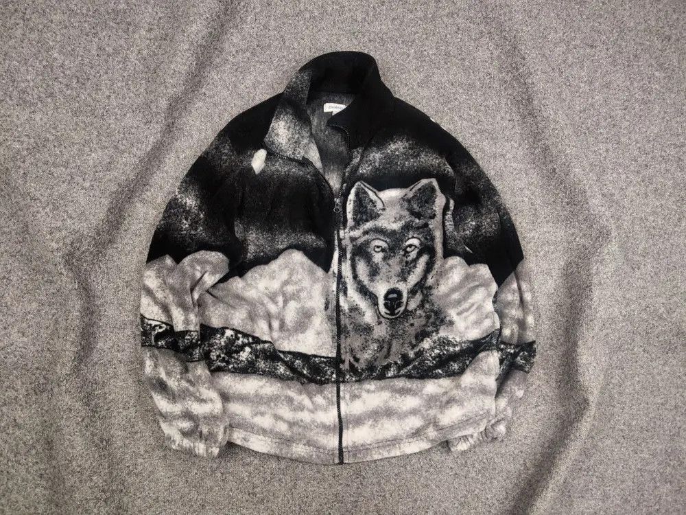 Japanese Brand Vintage Supreme Style Woolf Art Fleece Zip Light Jacket Y2K Size US M / EU 48-50 / 2 - 1 Thumbnail