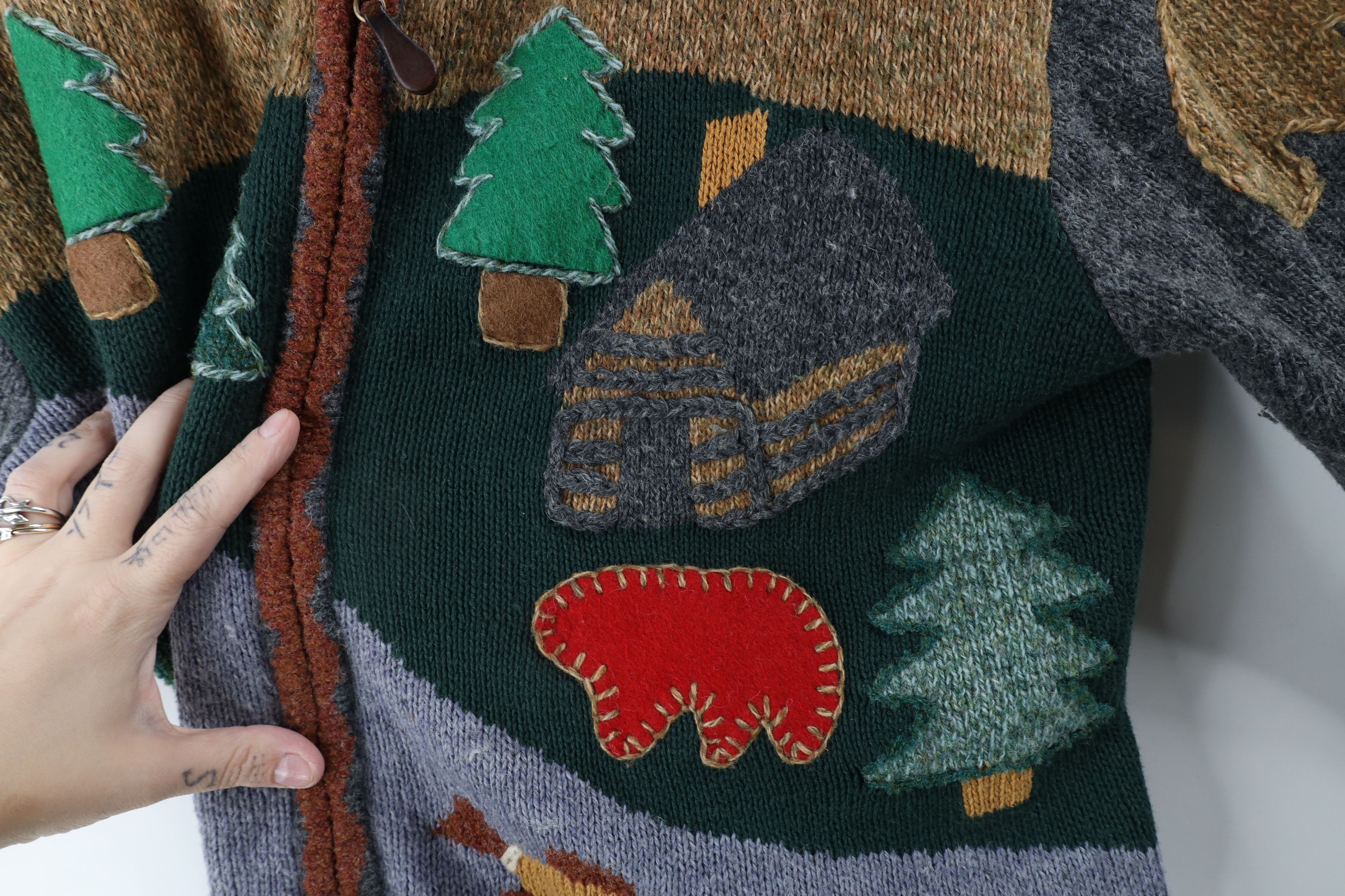 Vintage Vintage 90s Nature All Over Print Full Zip Cardigan Sweater Size XL / US 12-14 / IT 48-50 - 8 Thumbnail