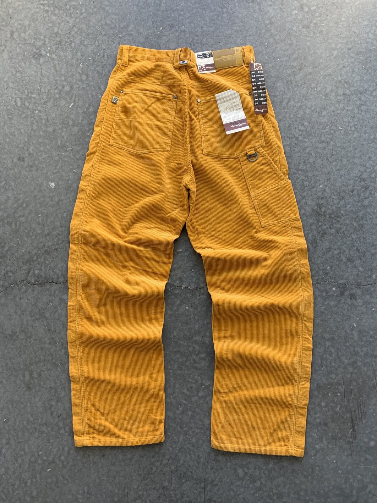 image of Crazy Vintage Y2K Jnco Style Clench Corduroy Carpenter Pants in Yellow, Men's (Size 34)