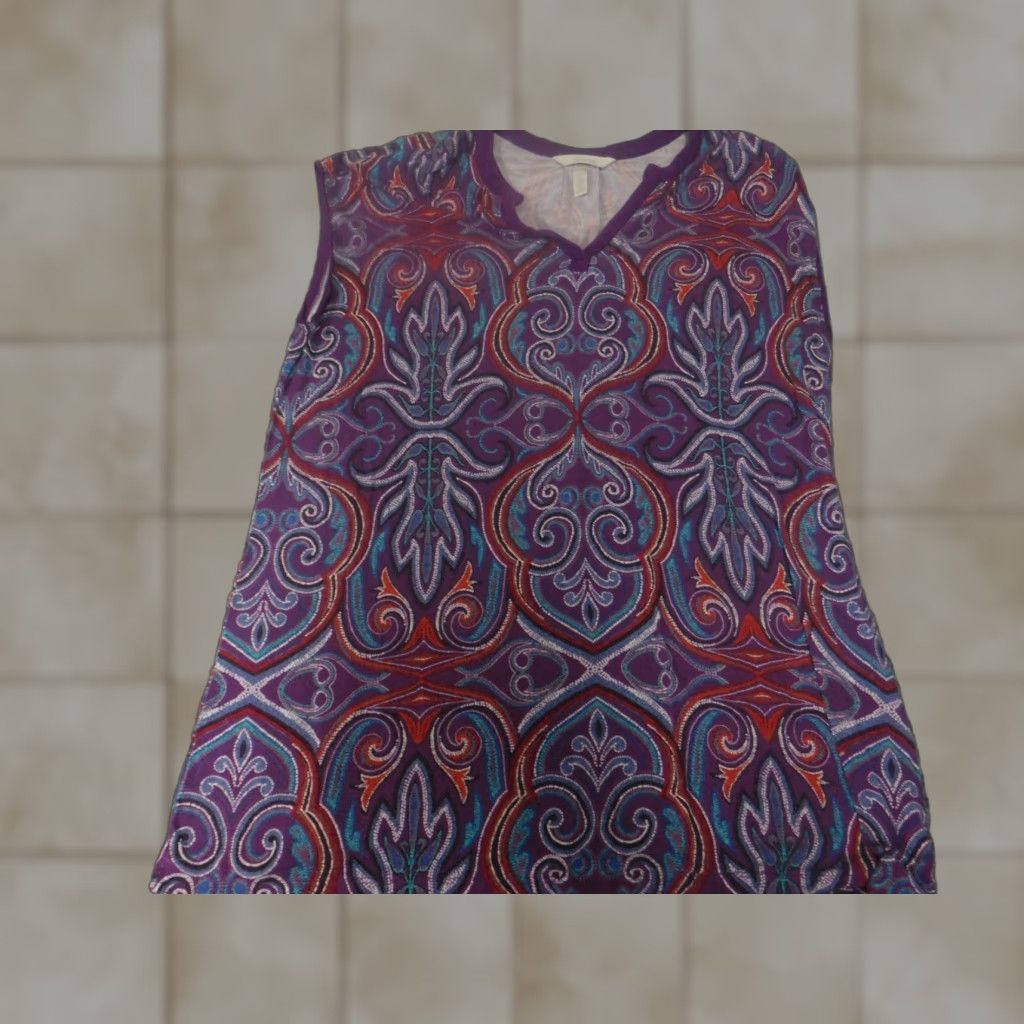 Vintage Soma Womens Blouse M Purple Stretch Solid Long Sleeve Collared Pullover Casual Cap Sleeve Ruffle Polyester Woven Regular Classic Basic Size M / US 6-8 / IT 42-44 - 1 Thumbnail