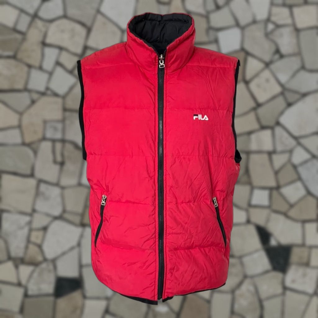 Fila Fila Biella Italia Puffer Gilet / Vest Red L Full Zip Pockets Men's Vest Size US L / EU 52-54 / 3 - 1 Thumbnail
