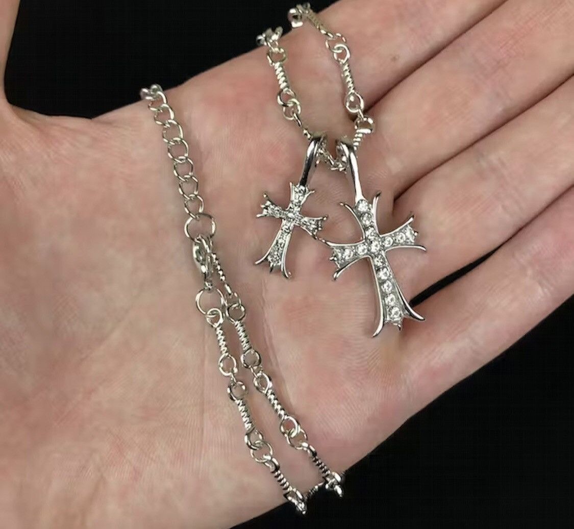 Jewelry Double Cross Necklace Size ONE SIZE - 4 Thumbnail