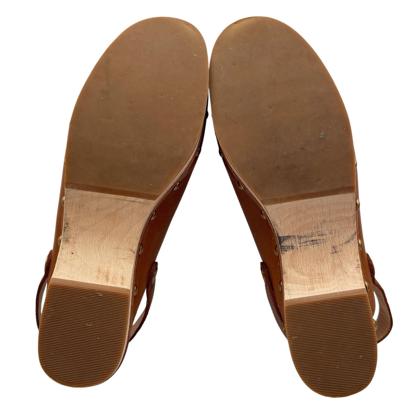 J.Crew J Crew Convertible Leather Clogs Wooden Heel Caramel 7 Size US 7 / IT 37 - 11 Thumbnail