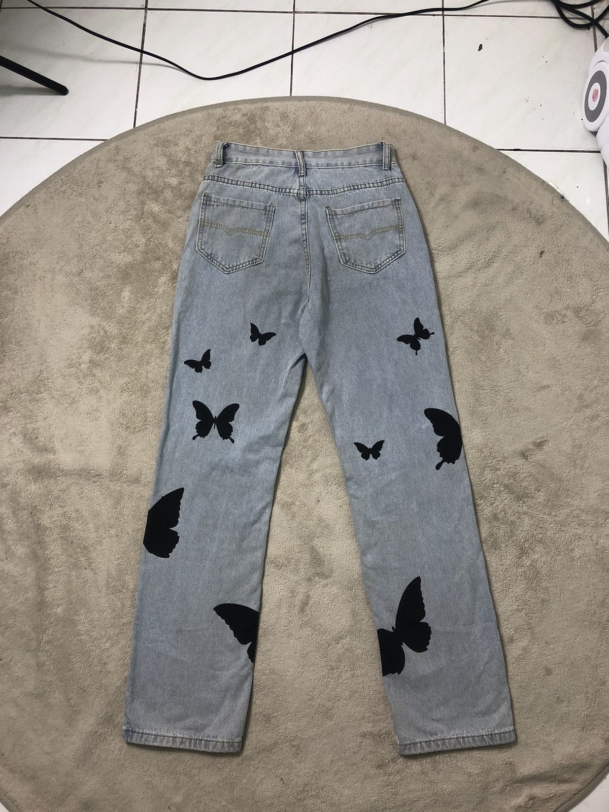 Vintage 🦋 Vintage 90s ZS Jeans Butterfly Silhouettes Straight Denim Size US 29 - 13 Thumbnail