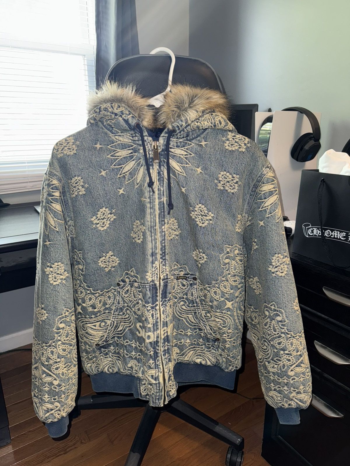 Supreme SUPREME HJR TROMPE L'OEIL HOODED WORK JACKET BLUE | Grailed