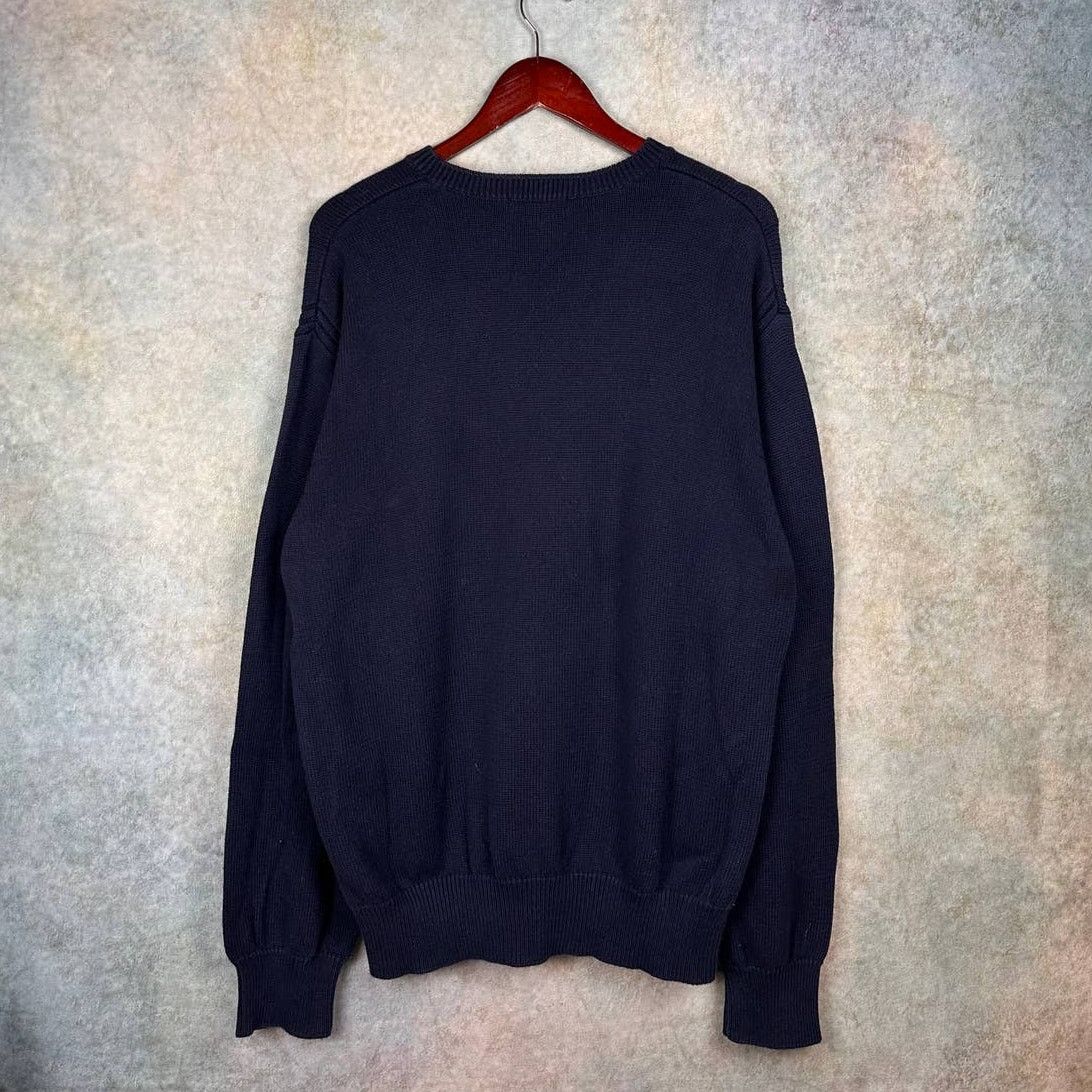 Nautica × Vintage Vintage 90s Nautica Sweater Sz XL Navy Blue Pullover Logo Size US XL / EU 56 / 4 - 3 Thumbnail