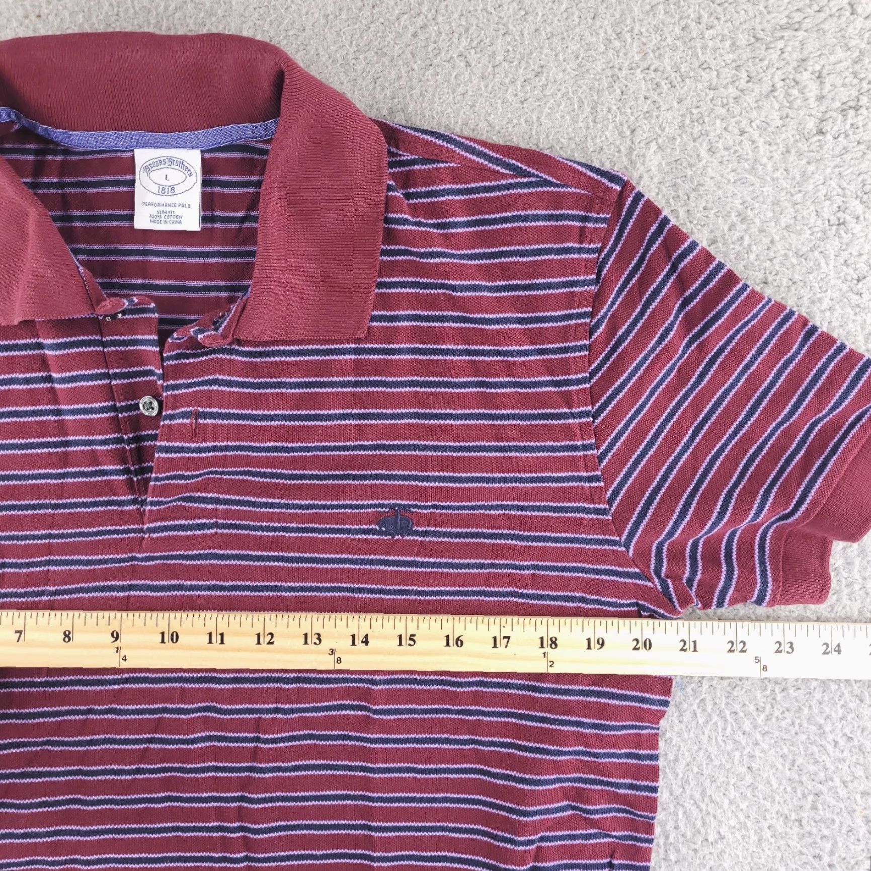 Brooks Brothers Brooks Brothers Polo Mens Large Slim Fit Striped Red Performance Short Sleeve Size US L / EU 52-54 / 3 - 6 Thumbnail