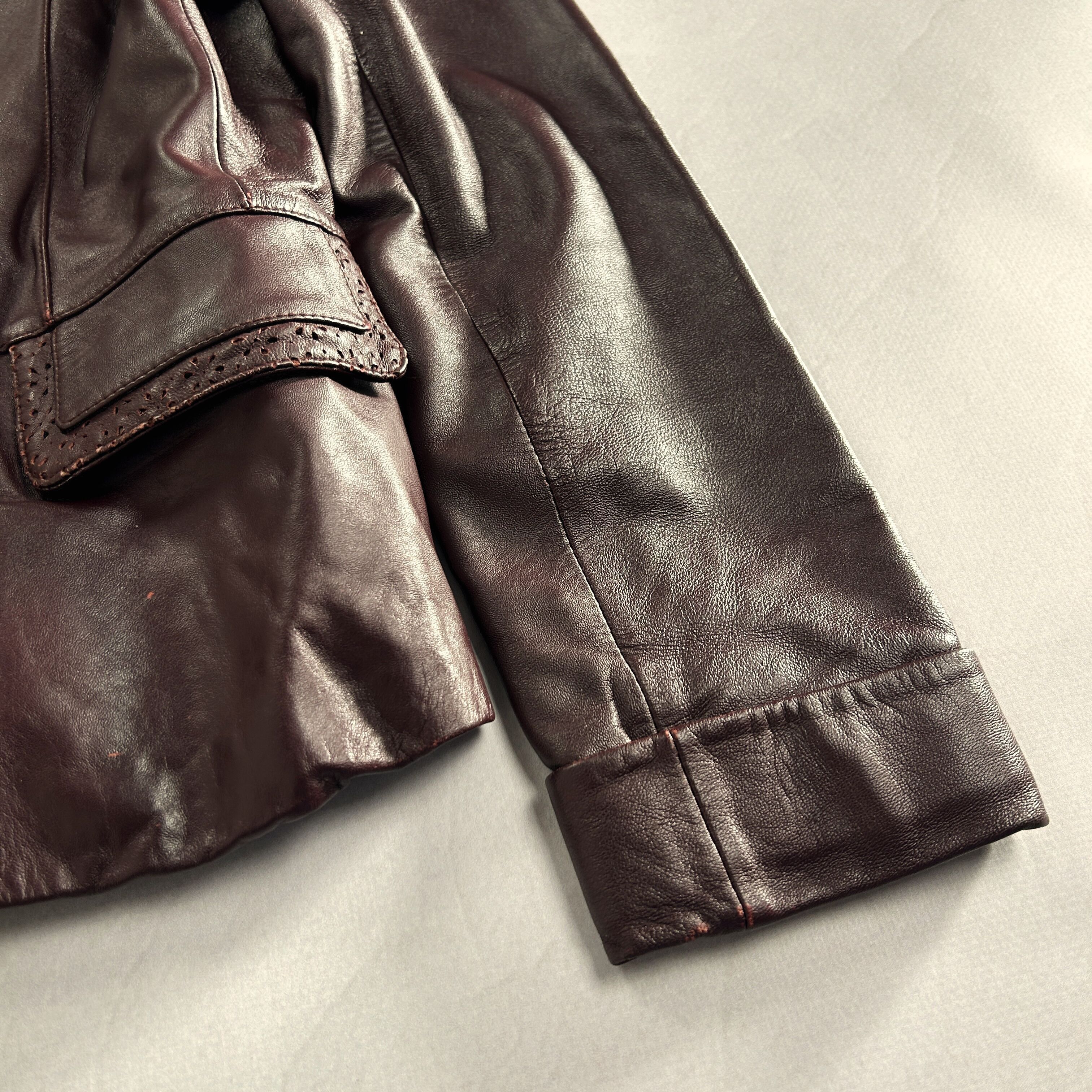 Vintage Y2K Fitted Leather Jacket Brown Tailored Minimal Blazer Size US S / EU 44-46 / 1 - 7 Thumbnail