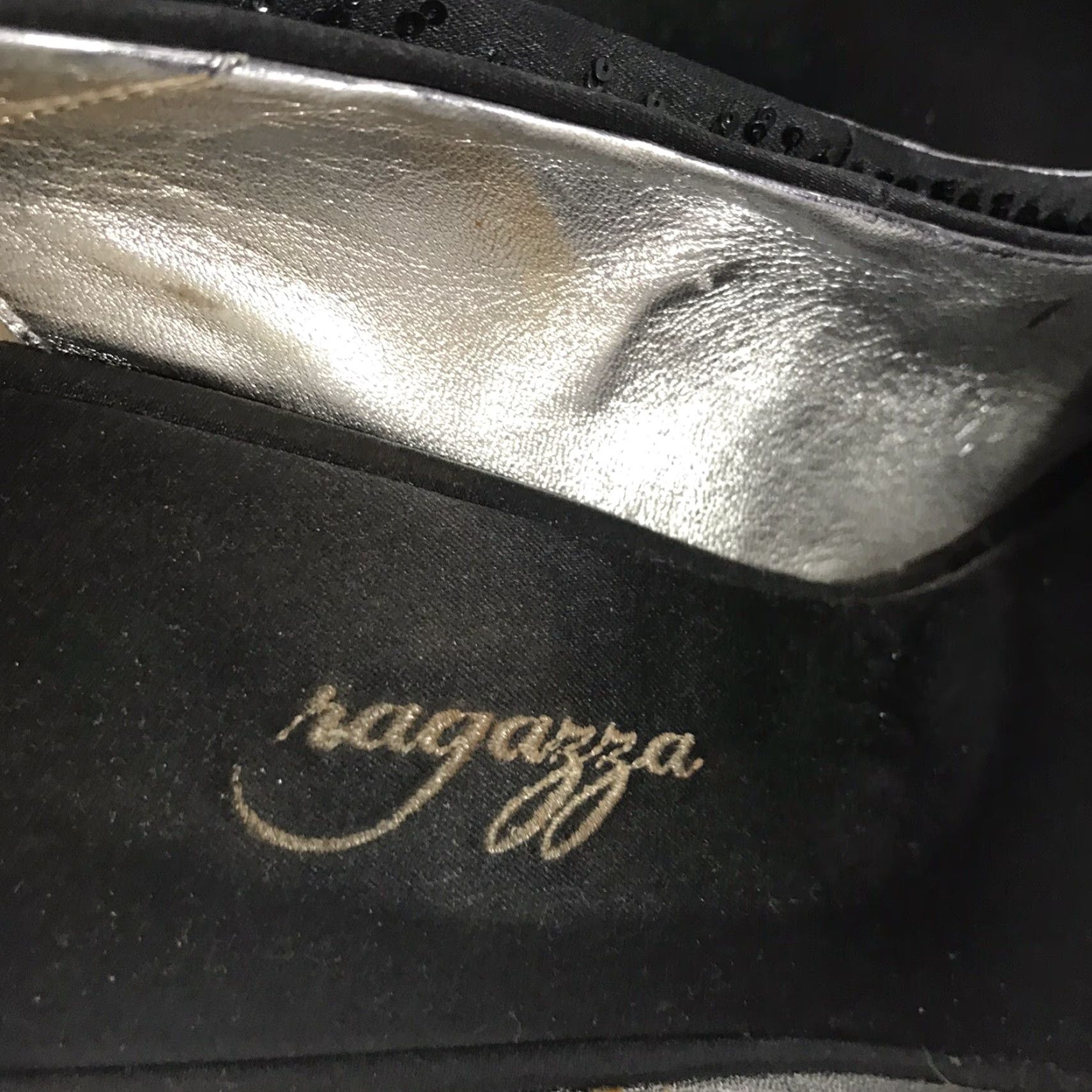 Vintage Ragazza Black Sequin Peep Toe Pumps Womens Size 10B 4in Heel Ultra High Size US 10 / IT 40 - 5 Thumbnail