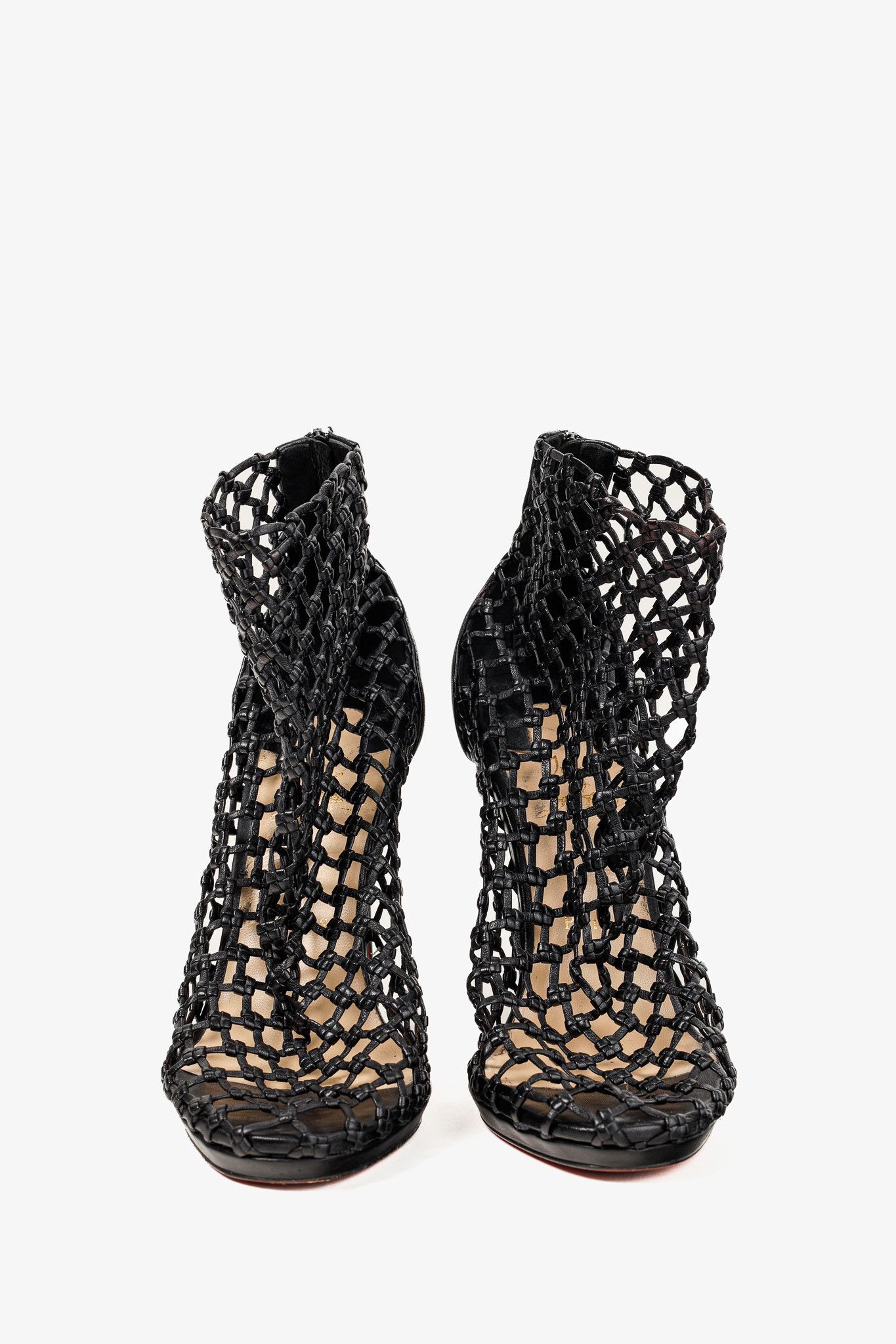 Christian Louboutin Christian Louboutin Porligat 120 Leather Woven Cage Heels Size US 8.5 / IT 38.5 - 2 Thumbnail