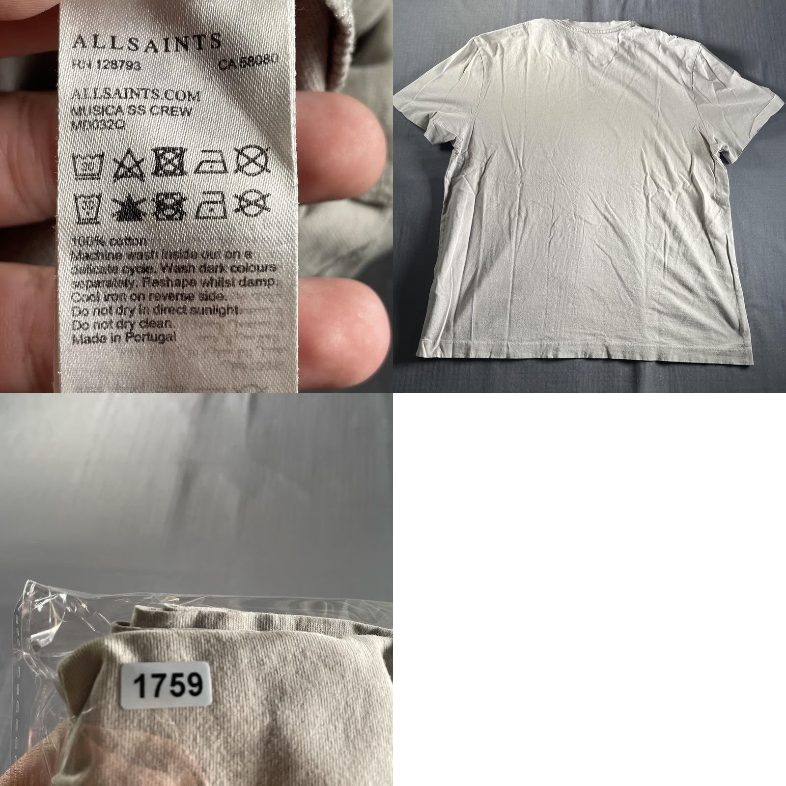 Allsaints VINTAGE AllSaints Musica SS Crew Shirt Mens Large Gray 100% Cotton Made Portugal Size US L / EU 52-54 / 3 - 8 Thumbnail