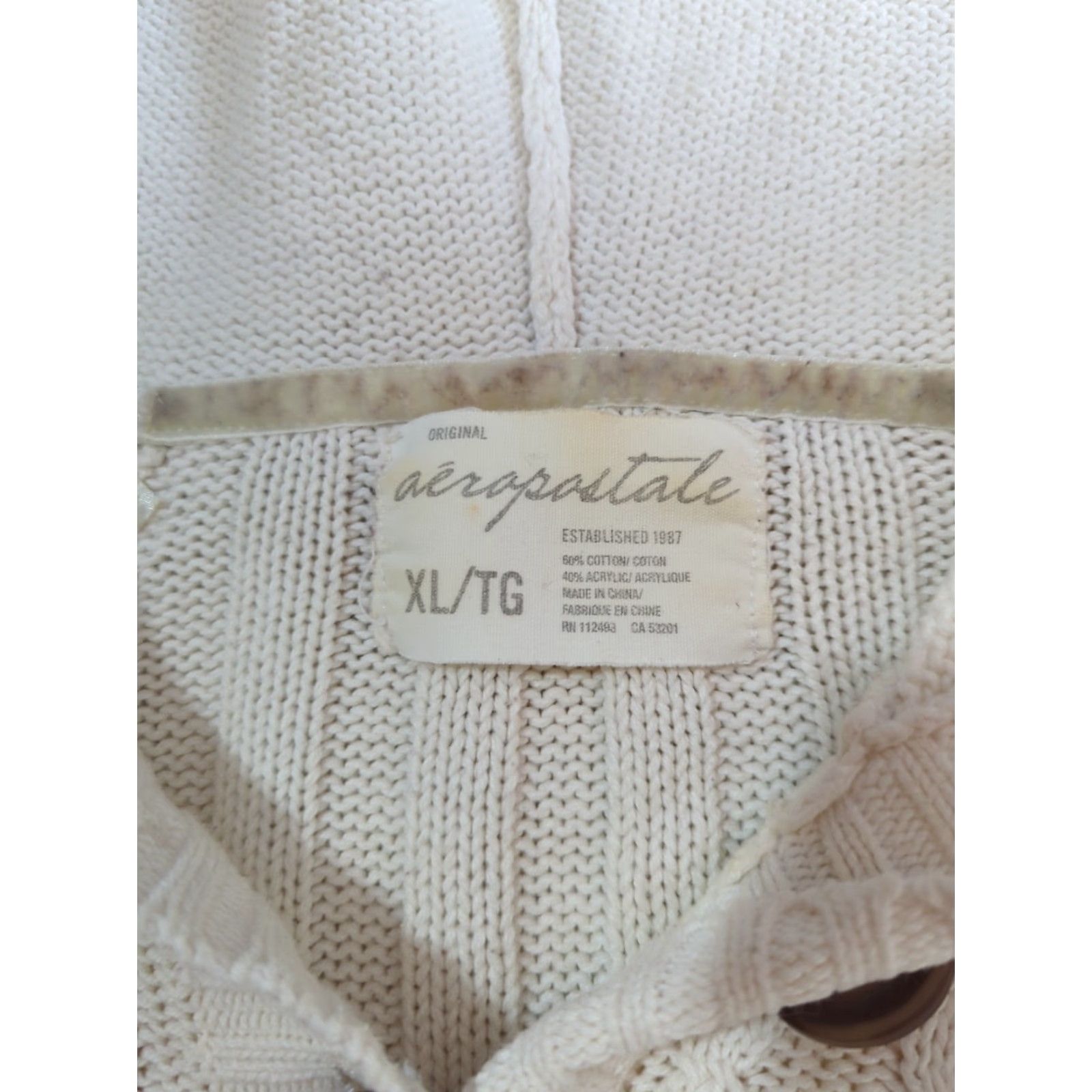 Aeropostale Aeropostale Sweater Henley Cable Knit Hoodie Ivory Women's XL Preppy Bella Size XL / US 12-14 / IT 48-50 - 6 Thumbnail