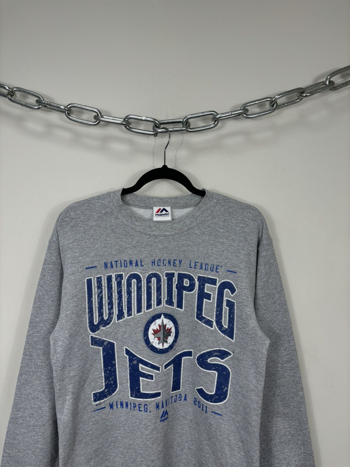 Majestic Vintage Majestic Winnipeg Jets NHL Big Logo Grey Sweatshirt Size US S / EU 44-46 / 1 - 2 Thumbnail