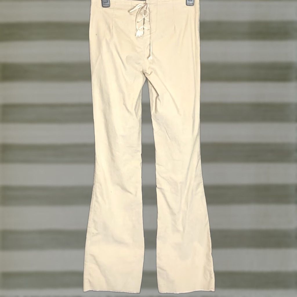 Tommy Hilfiger Tommy Hilfiger Corduroy Pants 3 Tan 28"W Flare Boot Cut Cuff Lace Up Mid Rise Women Jeans Size 26" / US 2 / IT 38 - 1 Thumbnail