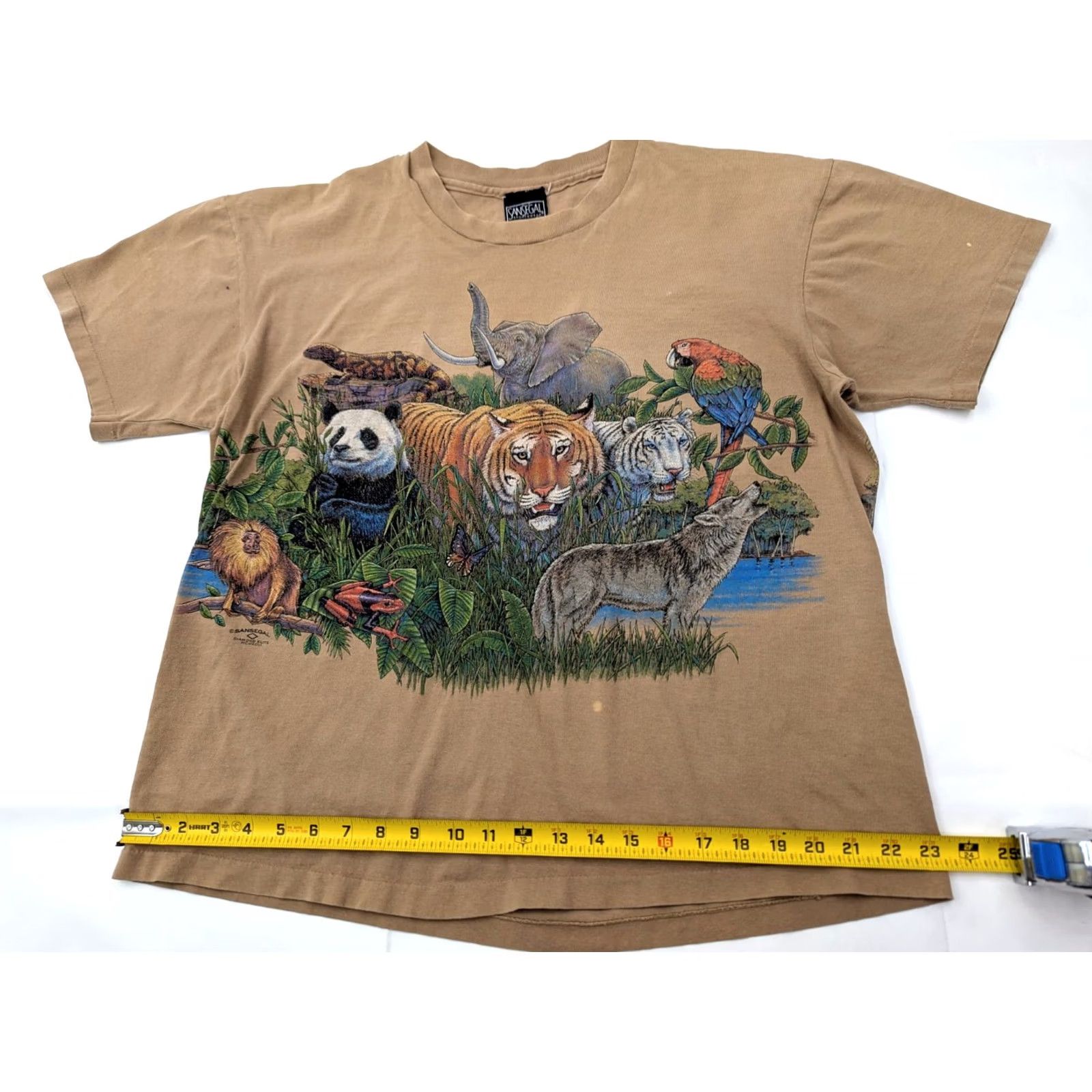 Vintage VINTAGE San Segal Tiger Panda Wolf Jungle Animals Graphic Tee Crew Neck XXL XL Tan Brown Shirt Men" Size US XL / EU 56 / 4 - 3 Thumbnail
