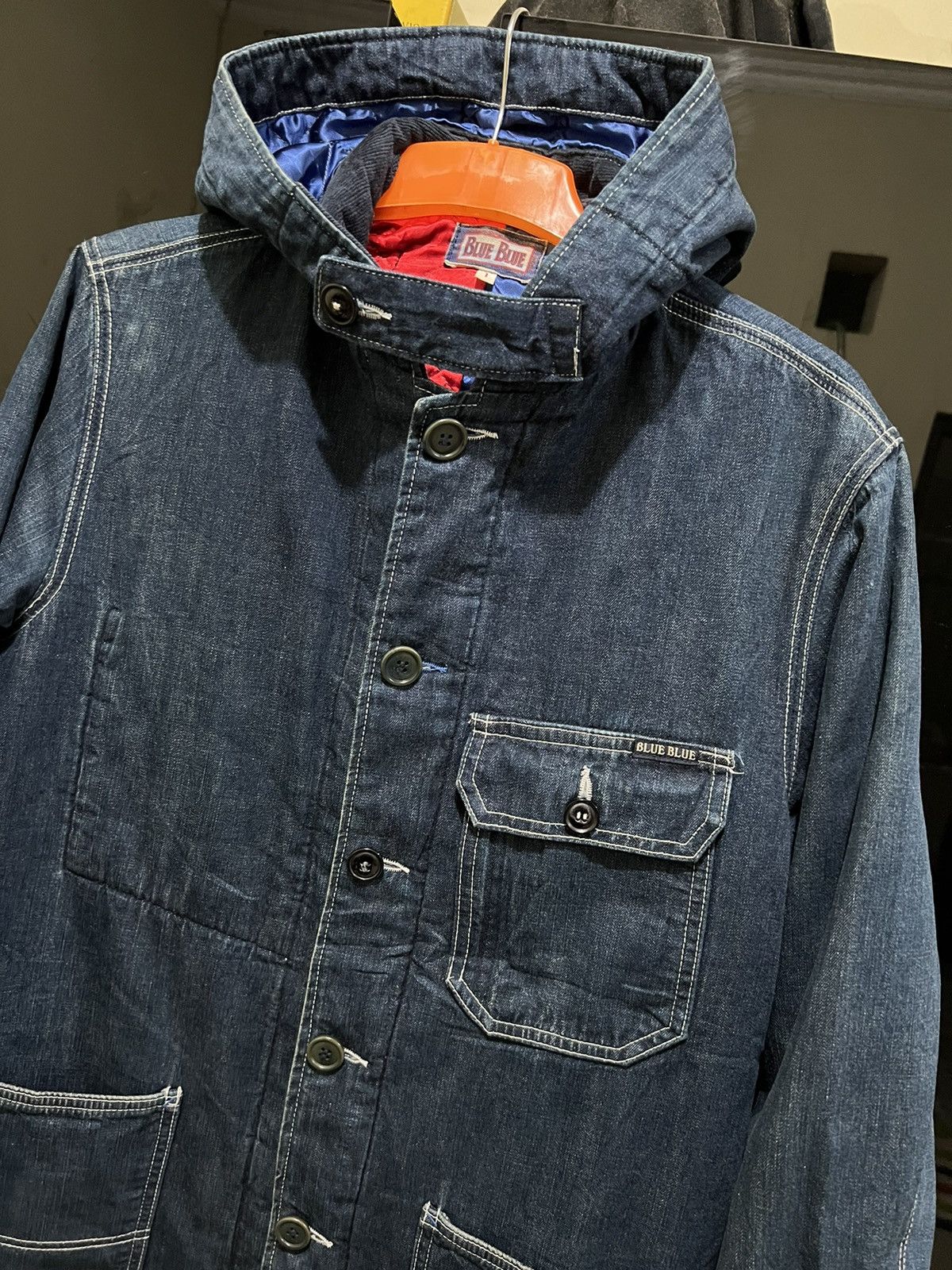 Blue Blue Japan Blue Blue japan Padded Denim Chore Jacket With Hoodie Size US M / EU 48-50 / 2 - 2 Thumbnail