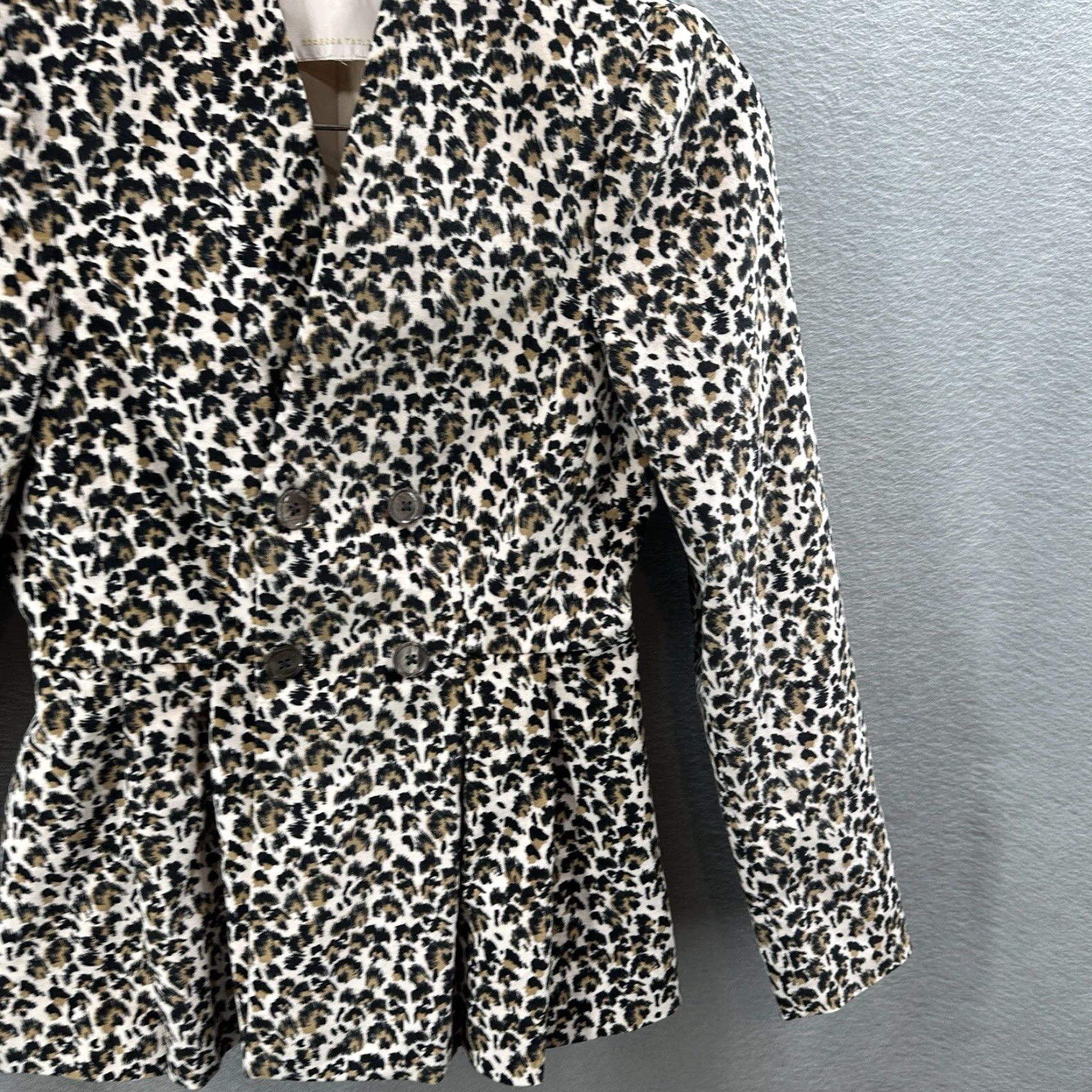 Rebecca Taylor VINTAGE Rebecca Taylor Blazer Womens S Leopard Velvet Double Breast Buttons Beige Lightweight 90s Mens? Wait not. Lash. Size S / US 4 / IT 40 - 5 Thumbnail