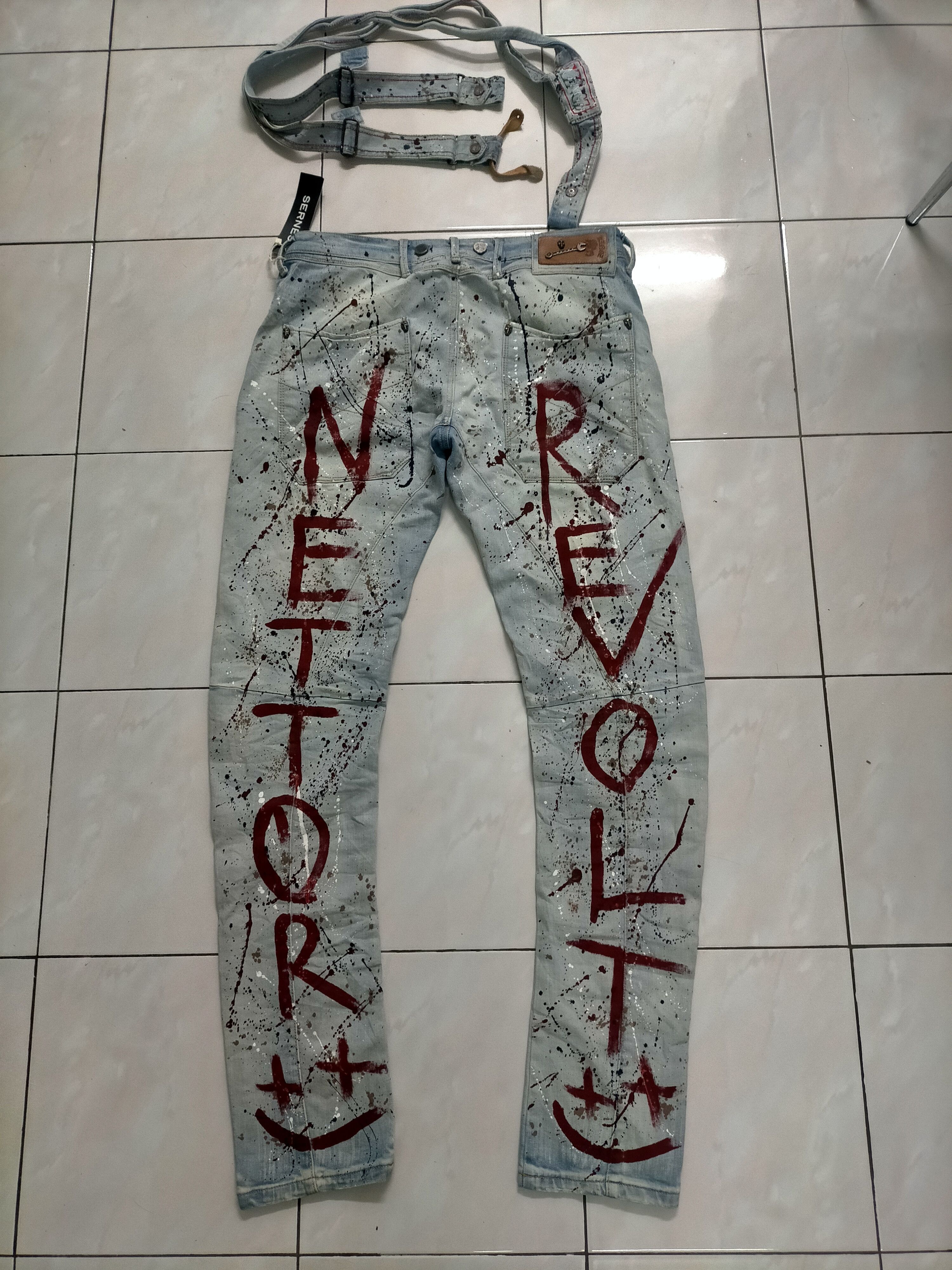 If Six Was Nine × Japanese Brand × Le Grande Bleu (L.G.B.) 🔥Rare Splatter Kingz Art Denim Crazy Design Size US 35 - 1 Thumbnail