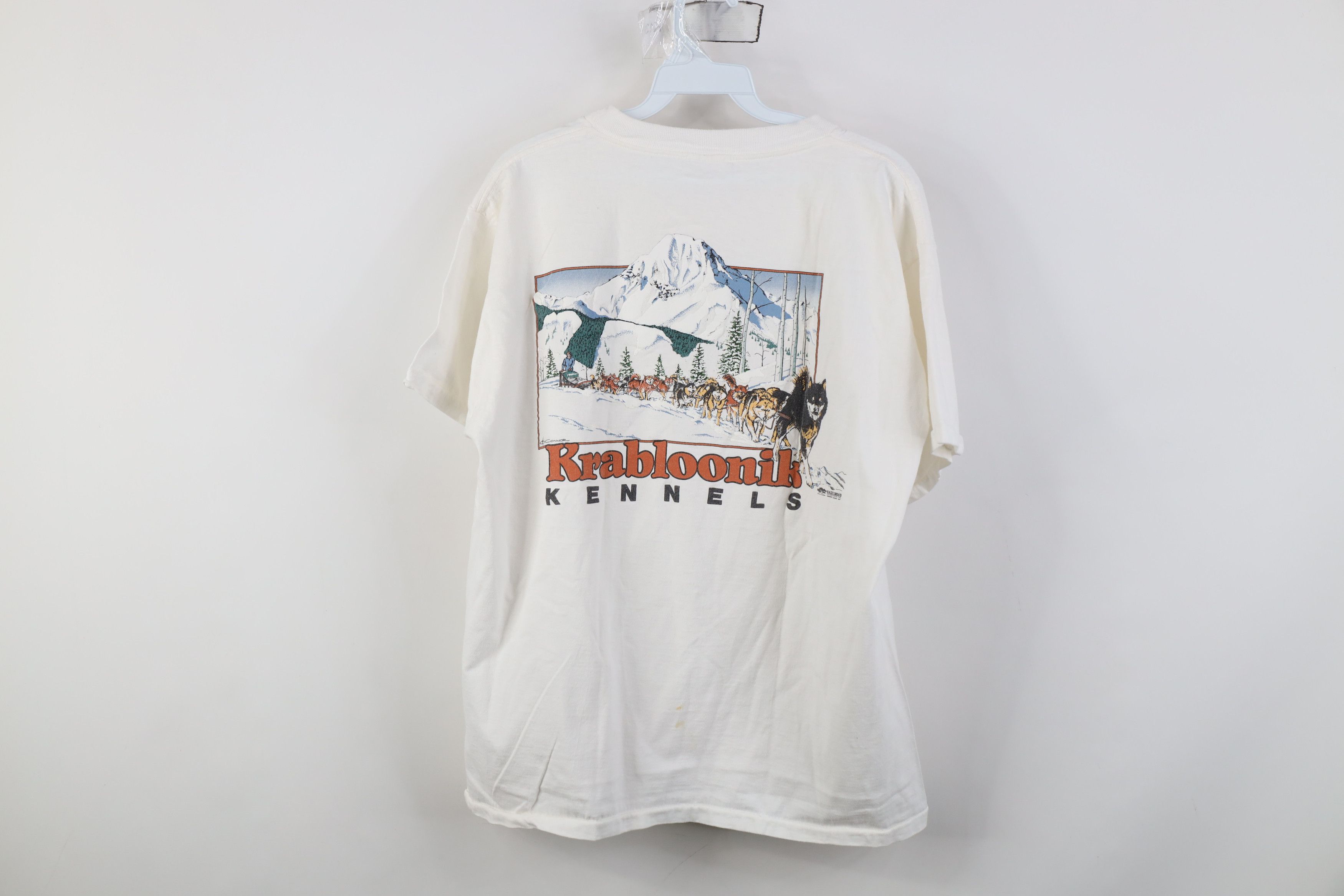 Vintage Vintage 90s Kennels Dog Sledding Race T-Shirt White USA Size US L / EU 52-54 / 3 - 13 Thumbnail