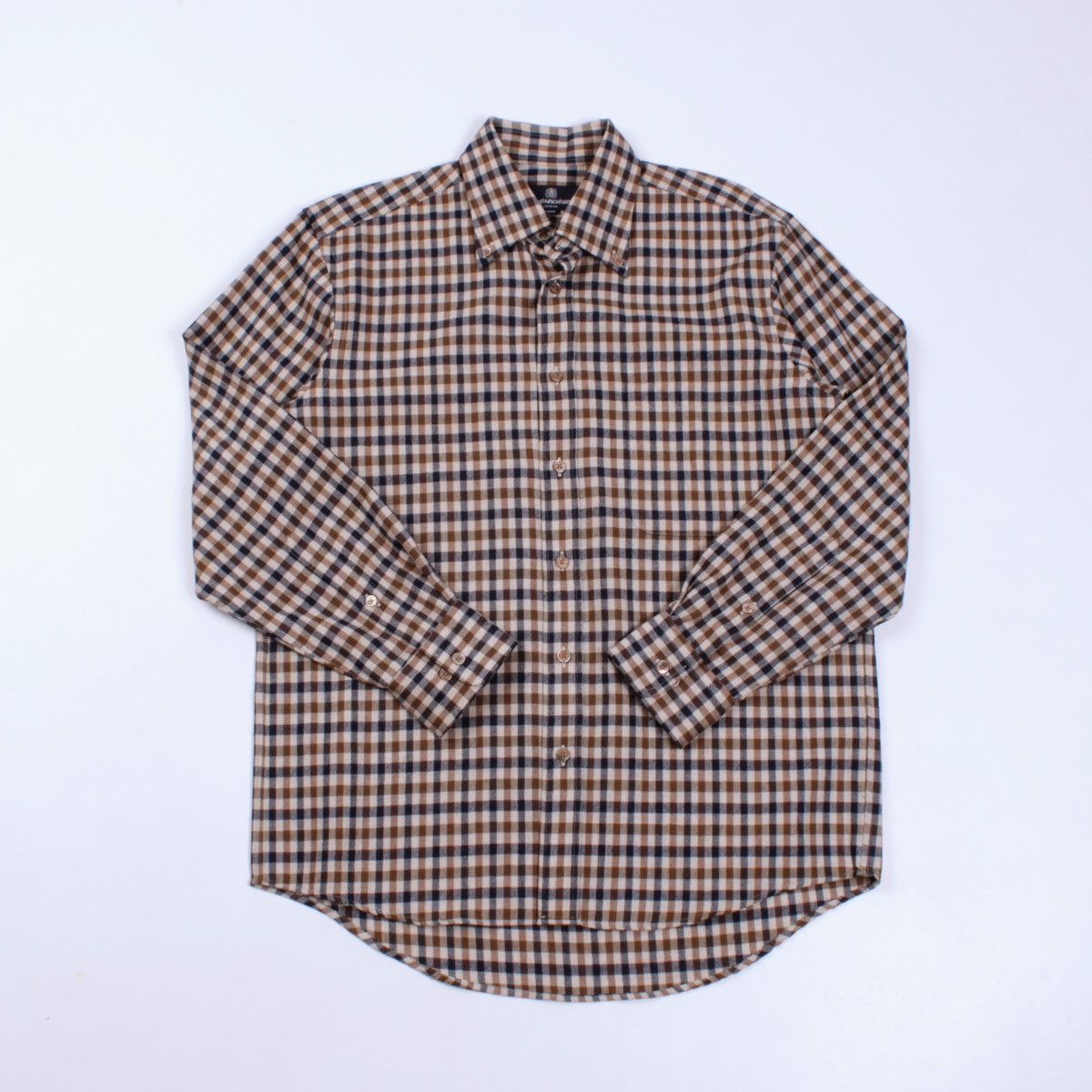 Aquascutum × Vintage Aquascutum Vintage Wool Plaid Long Sleeve Button Shirt Size US L / EU 52-54 / 3 - 1 Thumbnail