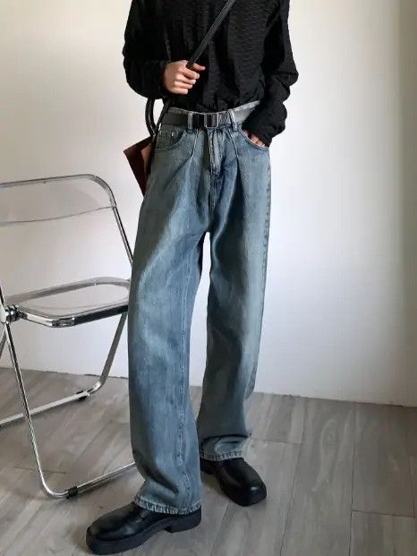 Japanese Brand VIBE American retro wide-leg loose all-match straight jeans Size US 32 / EU 48 - 6 Thumbnail