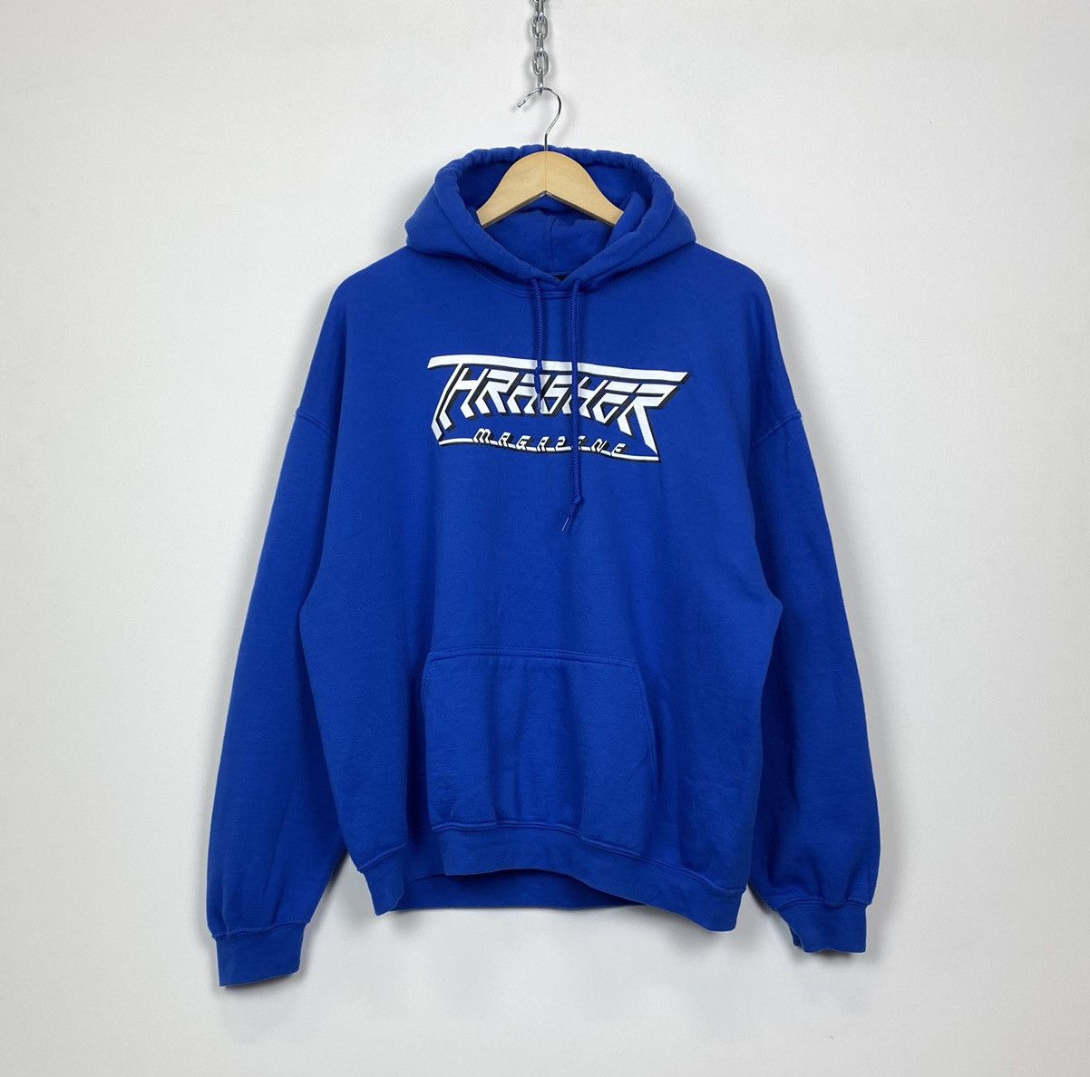 Thrasher Vintage Y2K Thrasher Magazine 3D Logo Hoodie Skate Blue Top Size US XL / EU 56 / 4 - 1 Thumbnail